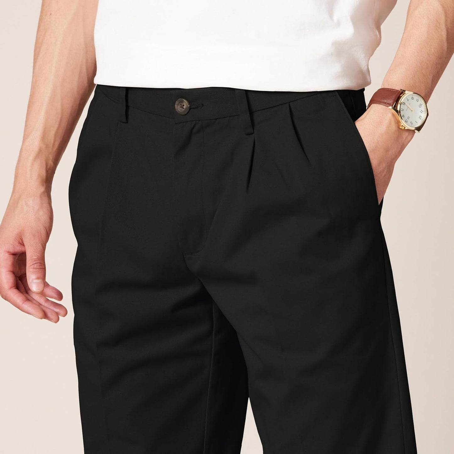 Men'S Classic-Fit Wrinkle-Resistant Pleated Chino Trousers (Available in Big & Tall)