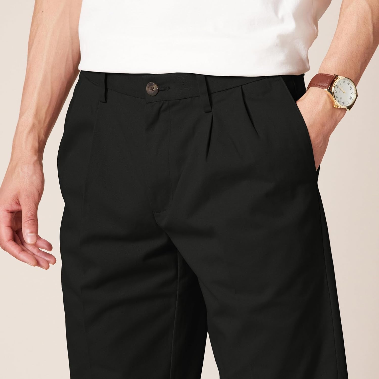 Men'S Classic-Fit Wrinkle-Resistant Pleated Chino Trousers (Available in Big & Tall)