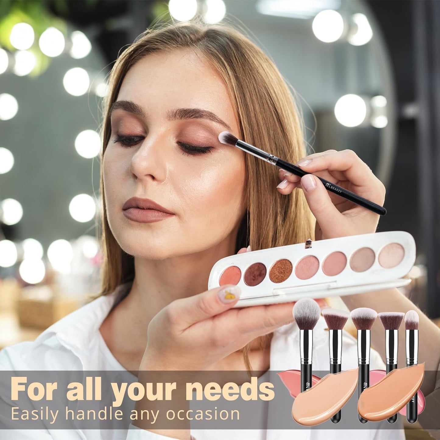 Diversity Makeup Brushes 12 Pcs Makeup Kit, Premium Synthetic Kabuki Foundation Face Powder Concealer Eyeshadow Blush Set, with 2 Pcs Blender Sponges (Black/Silver)