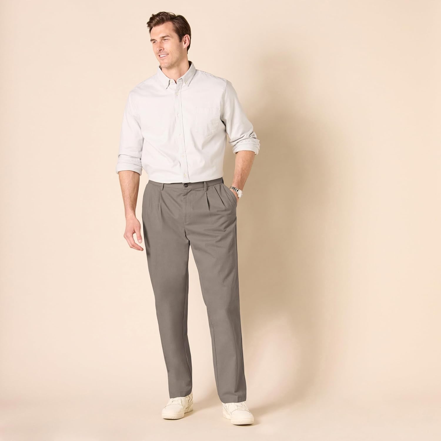 Men'S Classic-Fit Wrinkle-Resistant Pleated Chino Trousers (Available in Big & Tall)