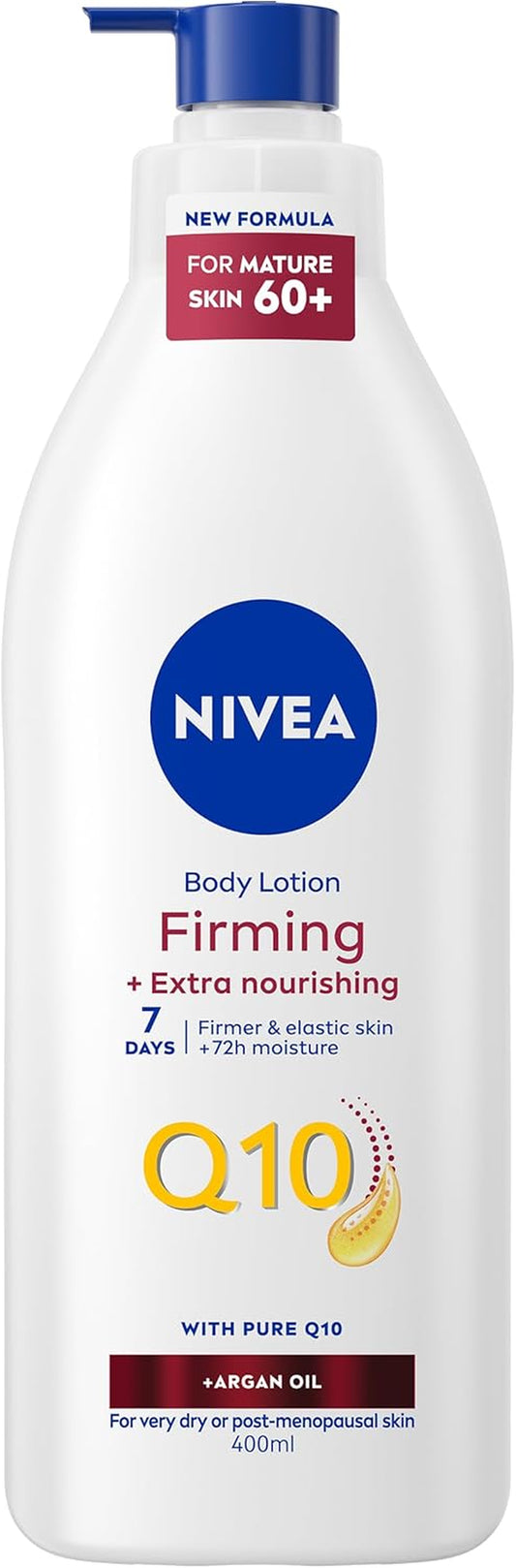 Q10 60+ Mature Skin Body Lotion (400Ml), Nourishing Firming Cream with Q10 and Argan Oil,  72H Moisturising Cream for Ageing and Mature Skin