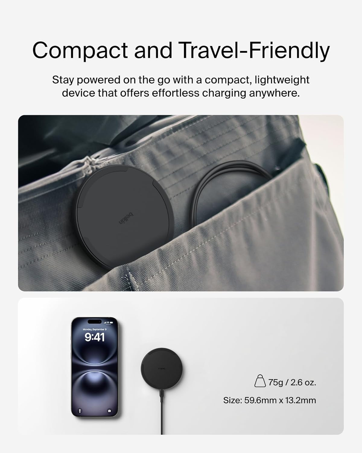 Wireless Charging Pad 15W - Qi Charger, Charging Station for Apple Iphone 17, Air, 16, 15, 14, 13, 12 Series, Airpods, Samsung Galaxy, Google Pixel - 1.5M Cable Included (No PSU) - Black