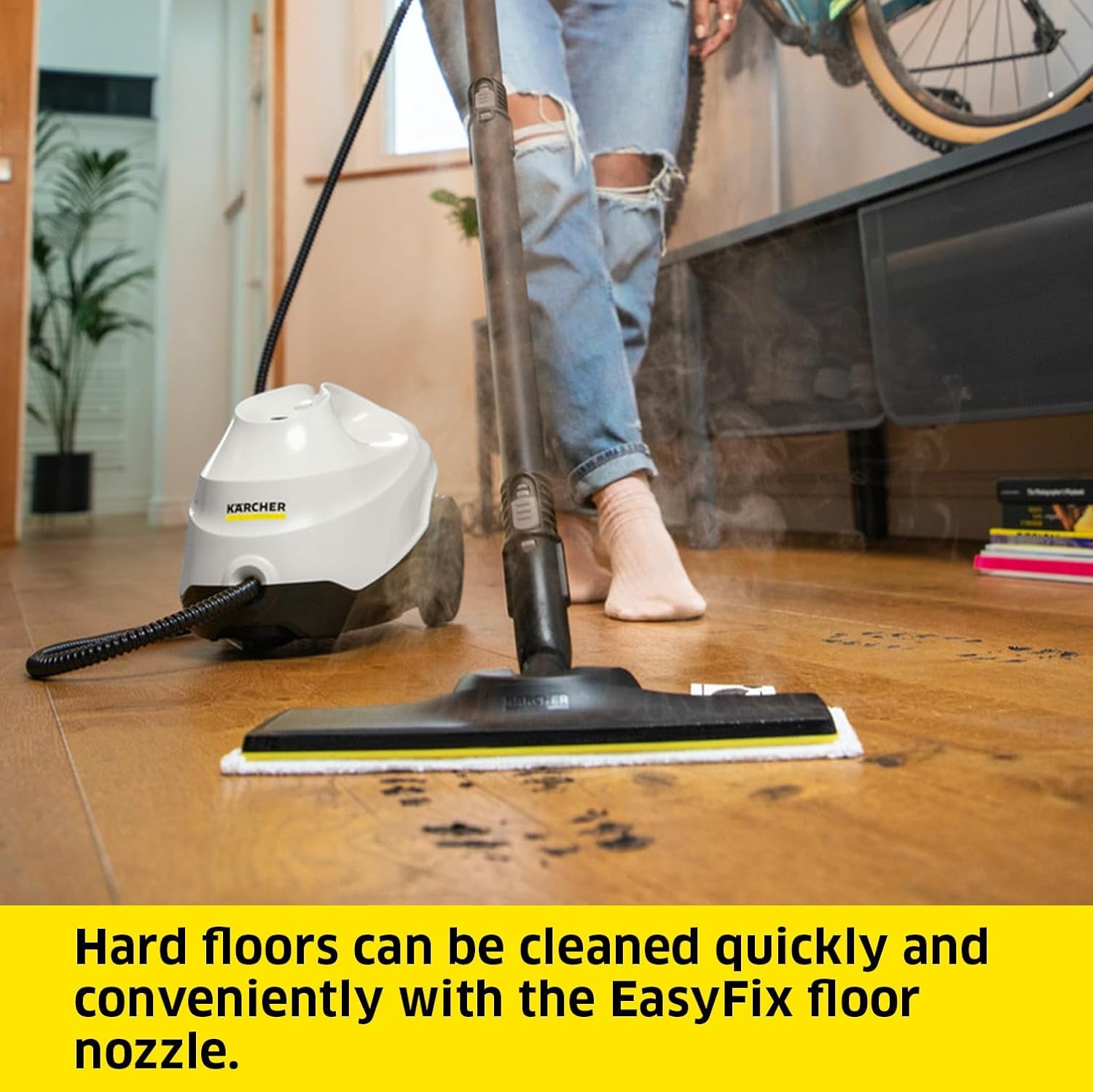 SC 3 Easyfix Steam Cleaner, 1900W, 3.5 Bar, 1L, 75M², Heats in 30S, Includes Floor Cleaning Kit, Descaling Cartridge, Nozzles, White