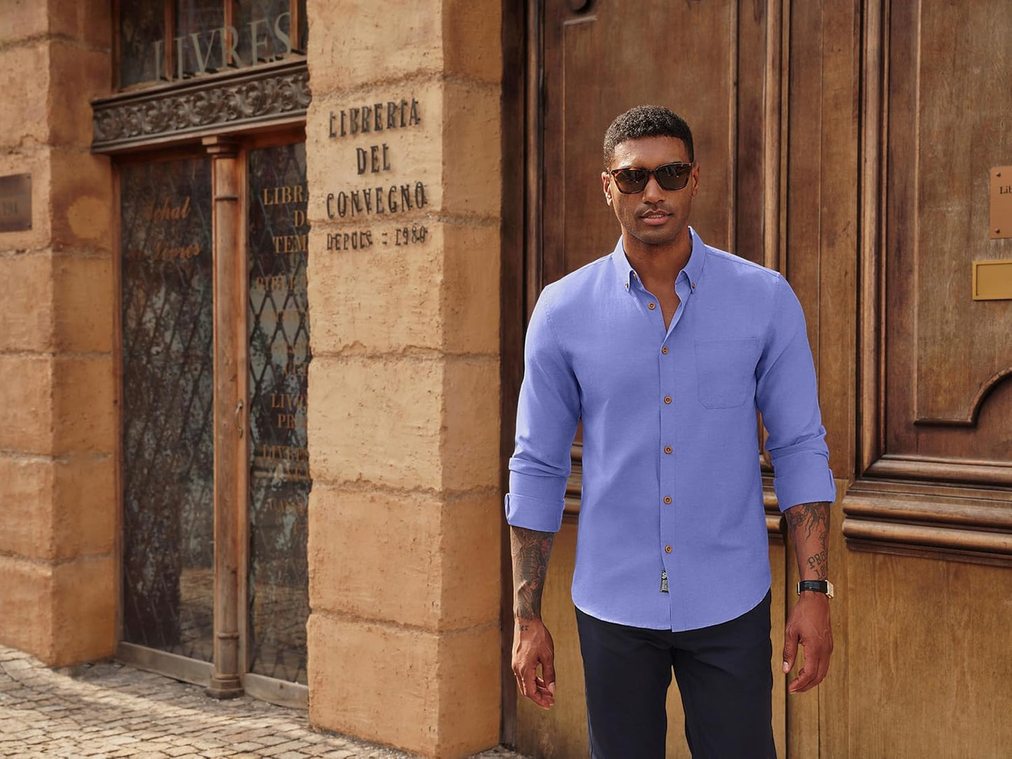 Mens Shirts Long Sleeve Button down Oxford Shirts with Pocket