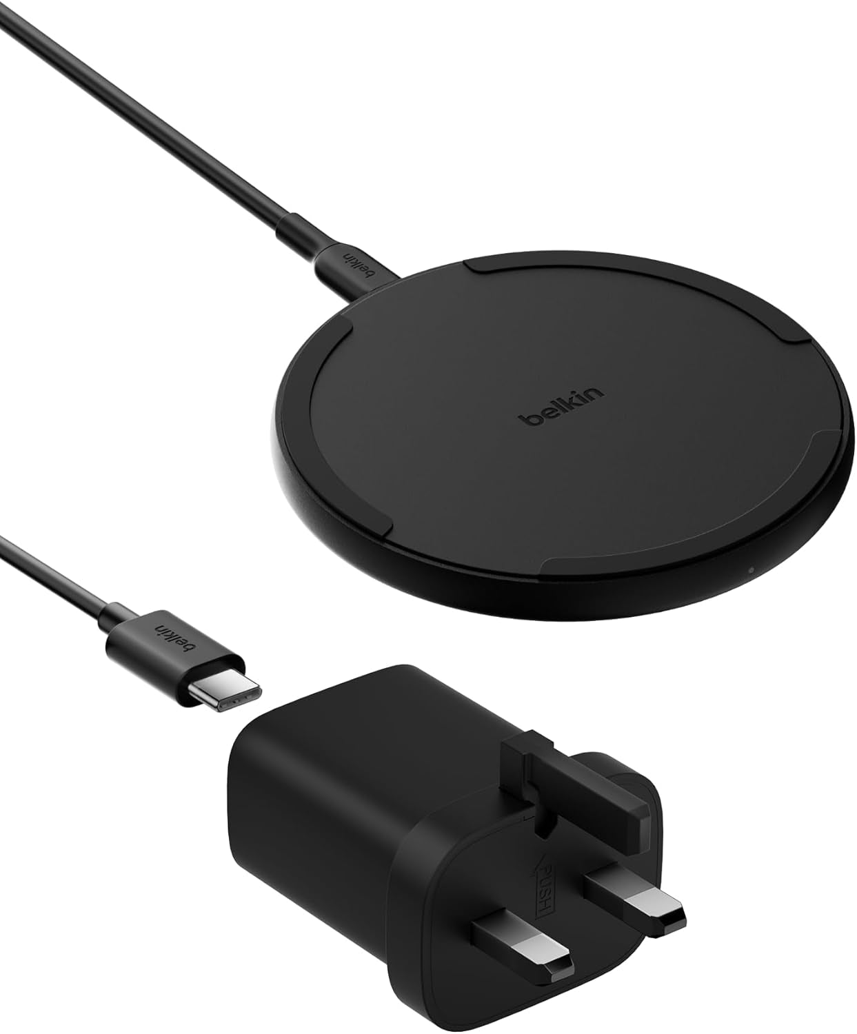 Wireless Charging Pad 15W - Qi Charger, Charging Station for Apple Iphone 17, Air, 16, 15, 14, 13, 12 Series, Airpods, Samsung Galaxy, Google Pixel - 1.5M Cable Included (No PSU) - Black