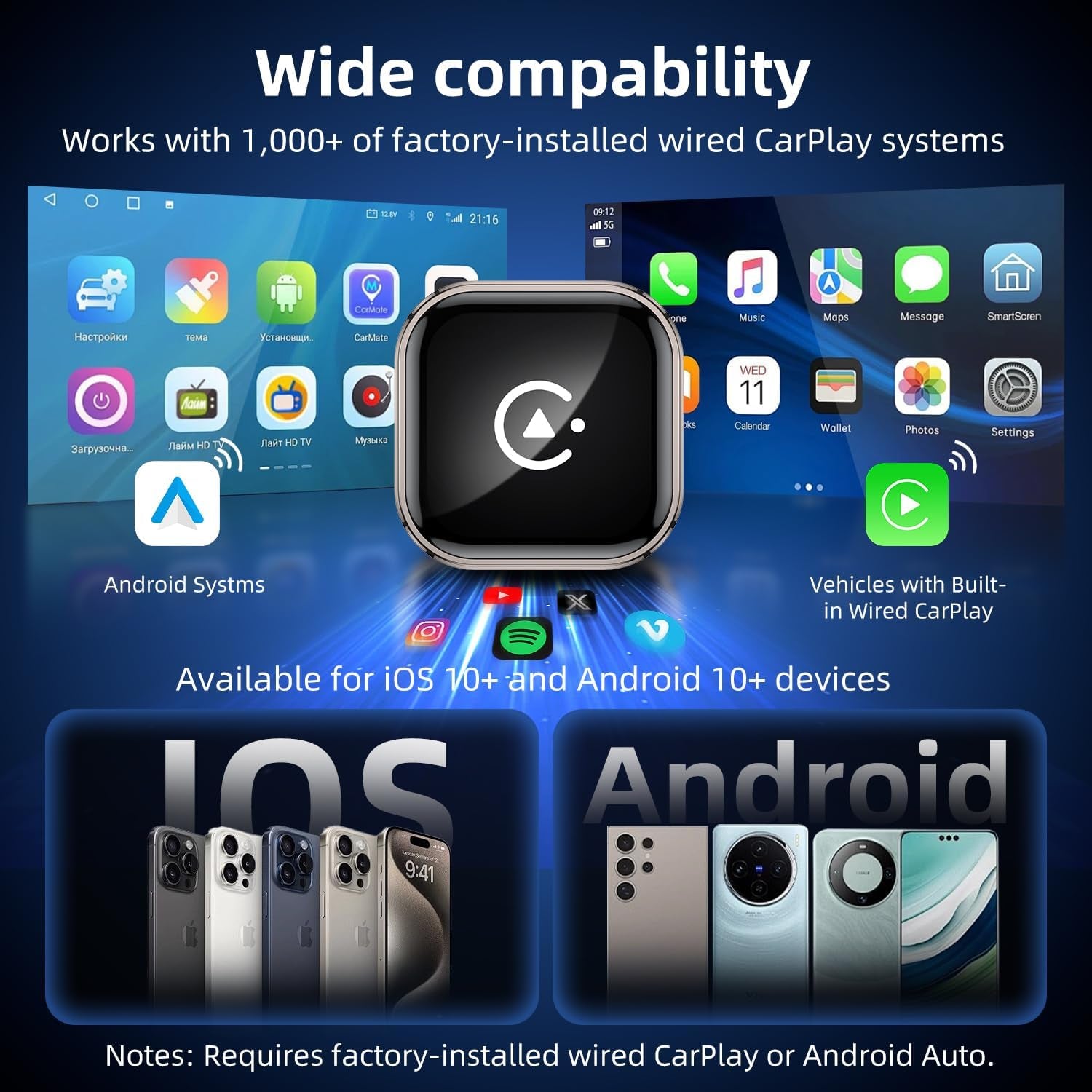 2026 Upgraded Wireless Carplay Adapter UK , Convert Wired to Wireless Carplay&Android Auto,Compatible with Iphone Ios 10+ & Android 11+, Mini USB Design,Auto Connect Fast and Stable,Plug and Play