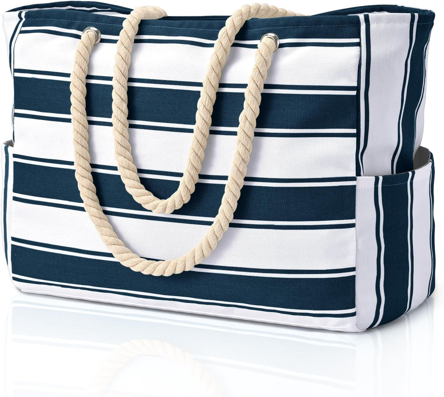 Beach Bag Large Waterproof Beach Tote Bags with Zip and Rope Handle Summer Holiday Essentials Shoulder Handbags for Travel Shopping Pool Gym Picnic