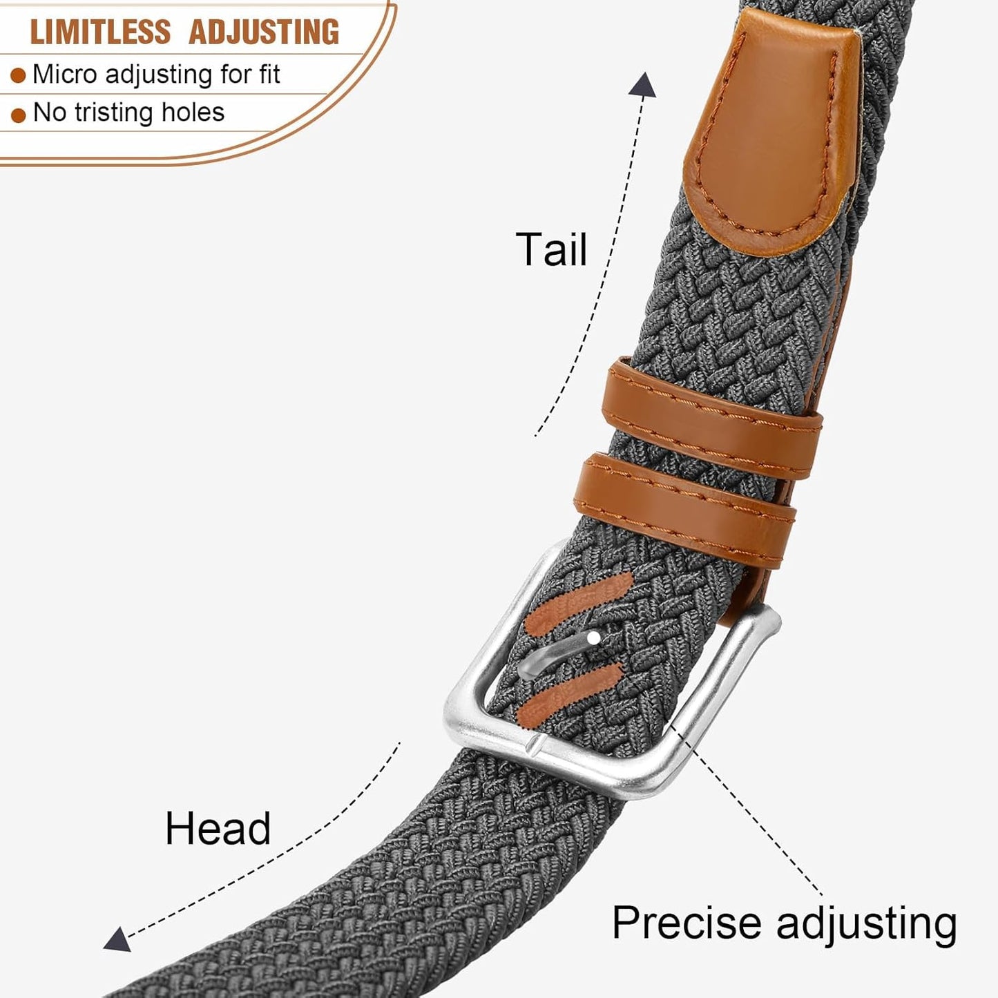 Mens Belt Elastic Belts for Men Stretch Braided Fabric Belts Casual Black Woven Golf Belt for Jeans