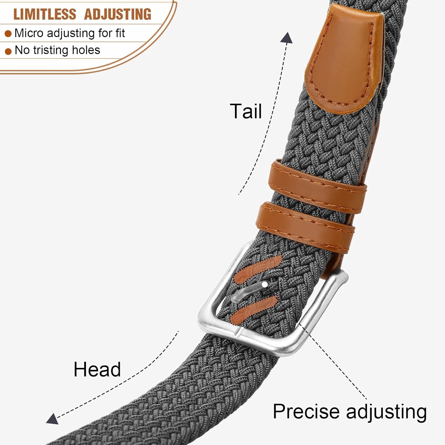 Mens Belt Elastic Belts for Men Stretch Braided Fabric Belts Casual Black Woven Golf Belt for Jeans