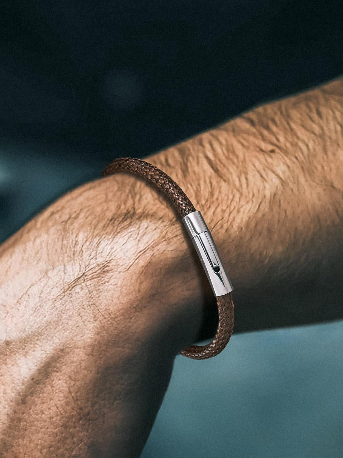 Mens Waterproof Leather Bracelet, Customisable Monolayer/Double Layers Braided Wax Rope Bracelets for Men, 18/20/22CM, Come with Gift Packaging