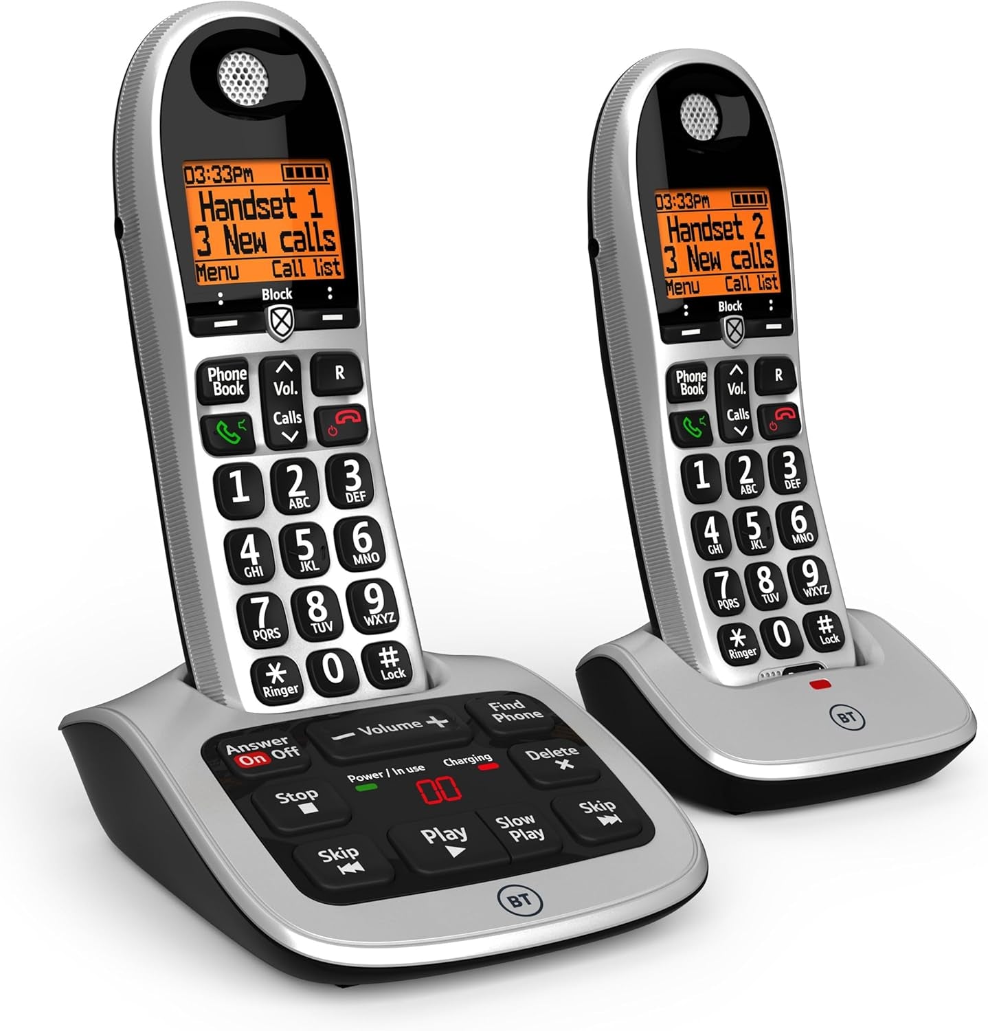 4600 Cordless Landline House Phone, Home Phone, Big Buttons, Advanced Nuisance Call Blocker, Answer Machine, Twin Handset Pack