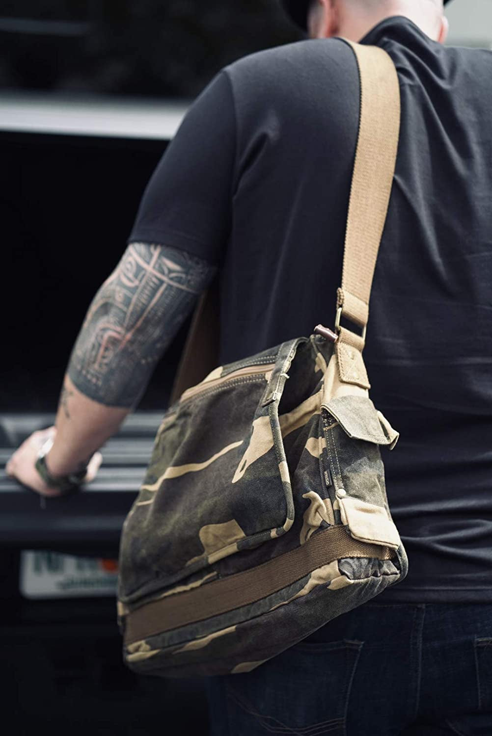 Canvas Shoulder Bag - Vintage Cross Body Messenger Bag Mens Satchel 15.6"