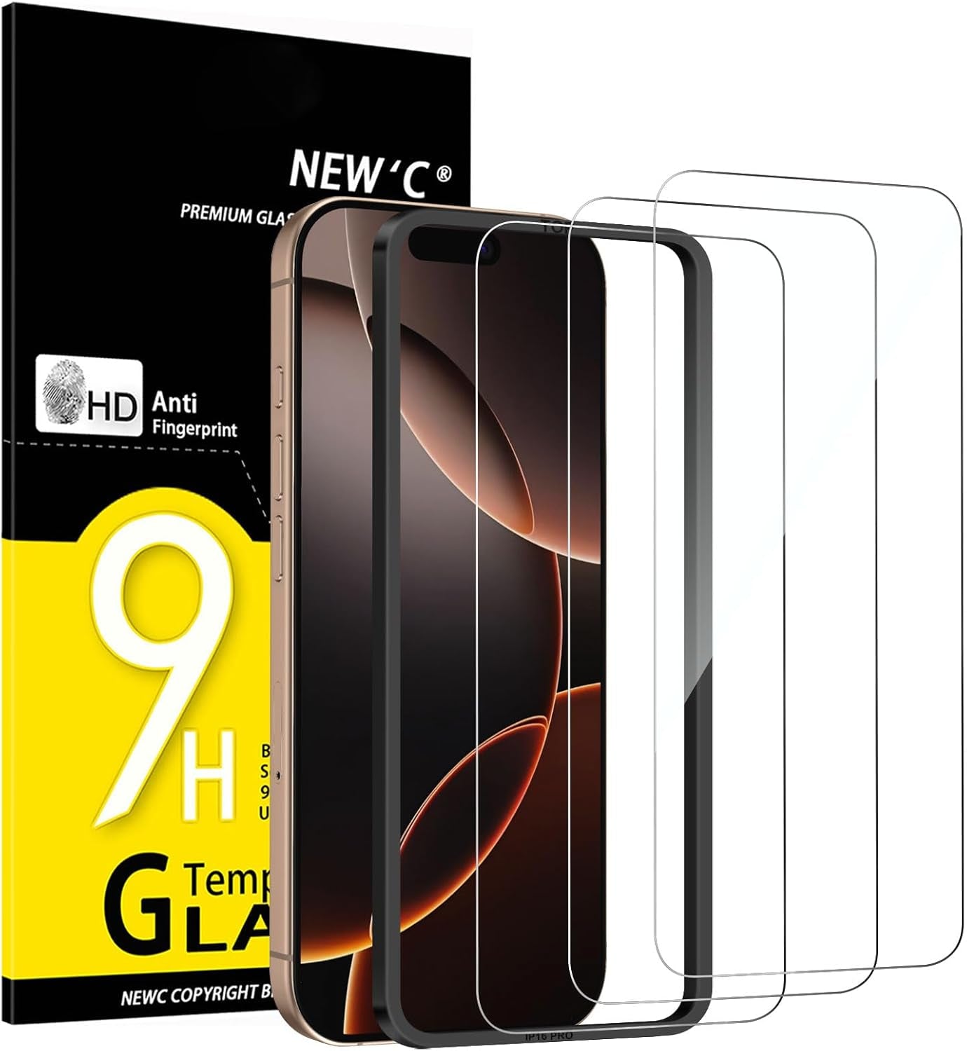 3 Pack Designed for Iphone 17, 17 Pro, Iphone 16 Pro Screen Protector (6.3 Inches), Enhanced Tempered Glass Protection with Easy Installation Tool Included,Case Friendly Ultra Resistant