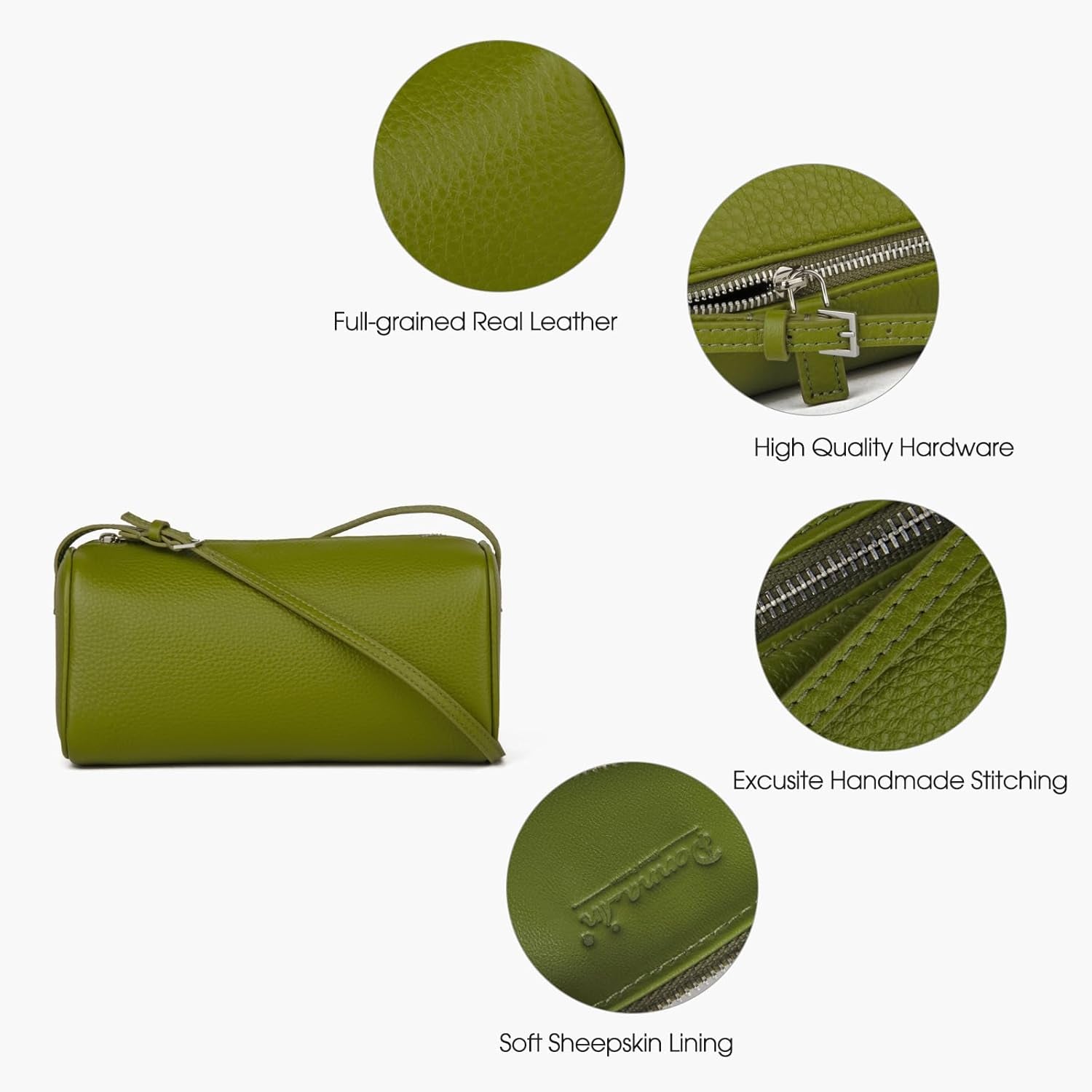 Premium Full-Grained Leather Crossbody Purses for Women, Hobo Bags for Women Crossbody with Adjustable Strap