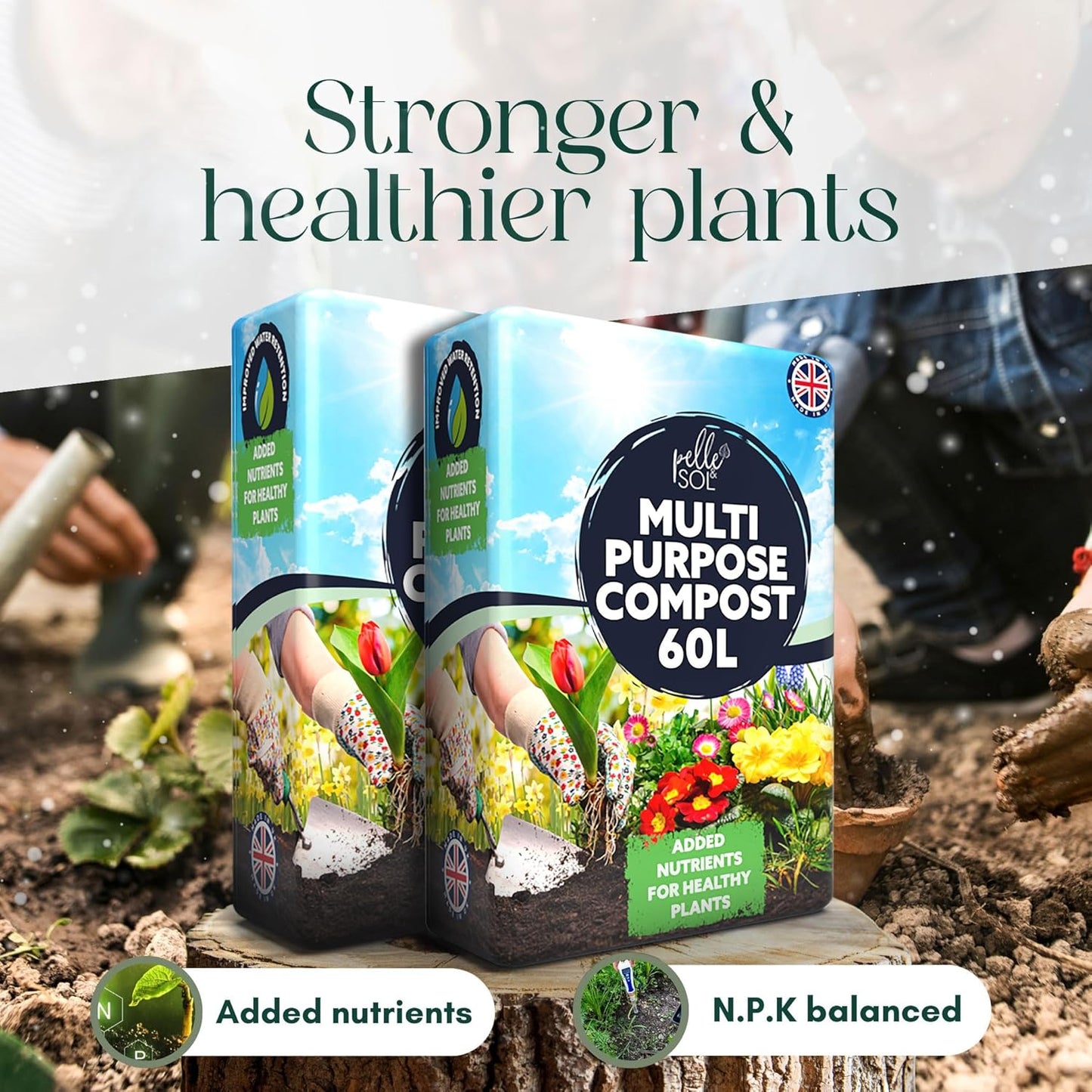 120L Multi Purpose Compost - Compost for Outdoor Plants & Soil for Plants Indoors - Potting Soil for Pots Plants Outdoor - All Purpose Nutrient Rich Fertiliser, Houseplant Potting Mix