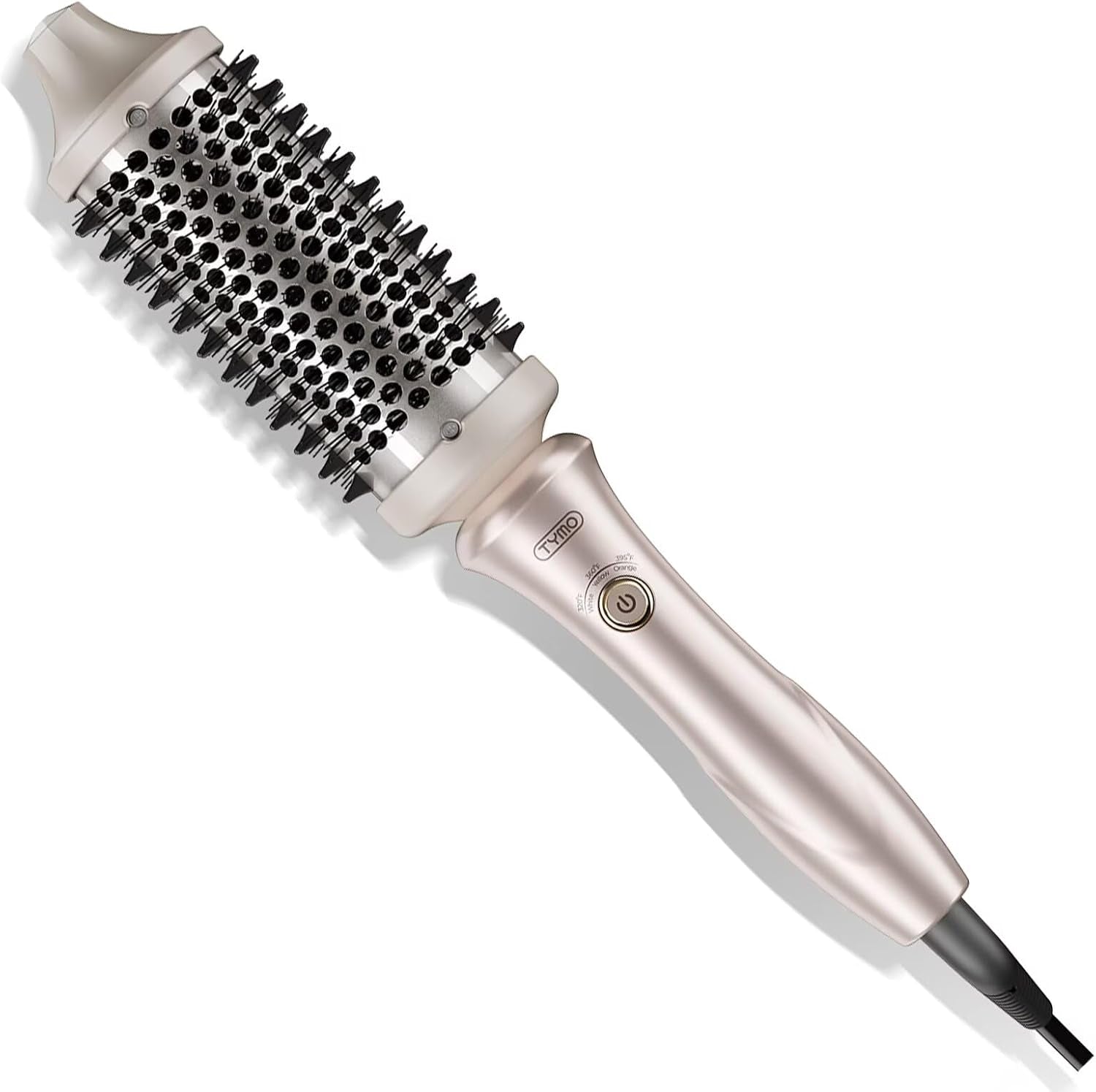 STYLUX Thermal Brush - Heated round Curling Brush, Blowout Volumizer with Flexi-Fit Tech for Hair Styling, Curling Styler Tool, Hair Straightener and Curler 2 in 1, Dual Voltage, Gold, 1.7 Inch