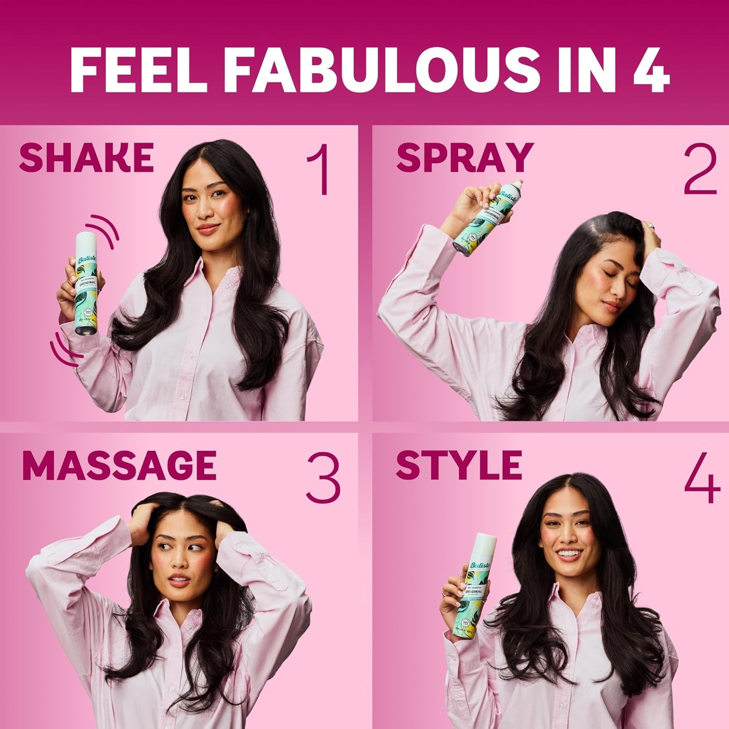 Dry Shampoo in Blush 200Ml, Floral & Flirty Fragrance, No Rinse Spray to Refresh Hair in between Washes (Packing May Vary)