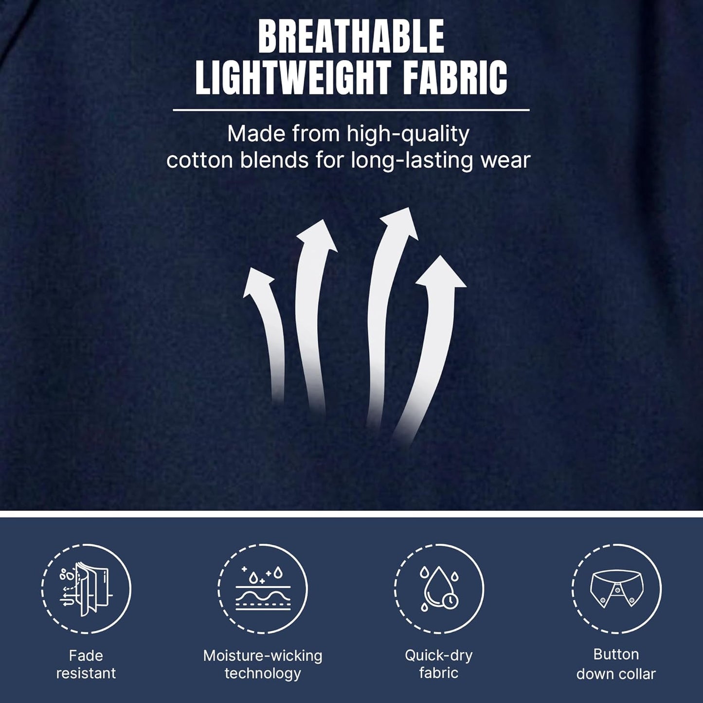 Regular Fit Long Sleeve Button down Collar Oxford Shirt for Men