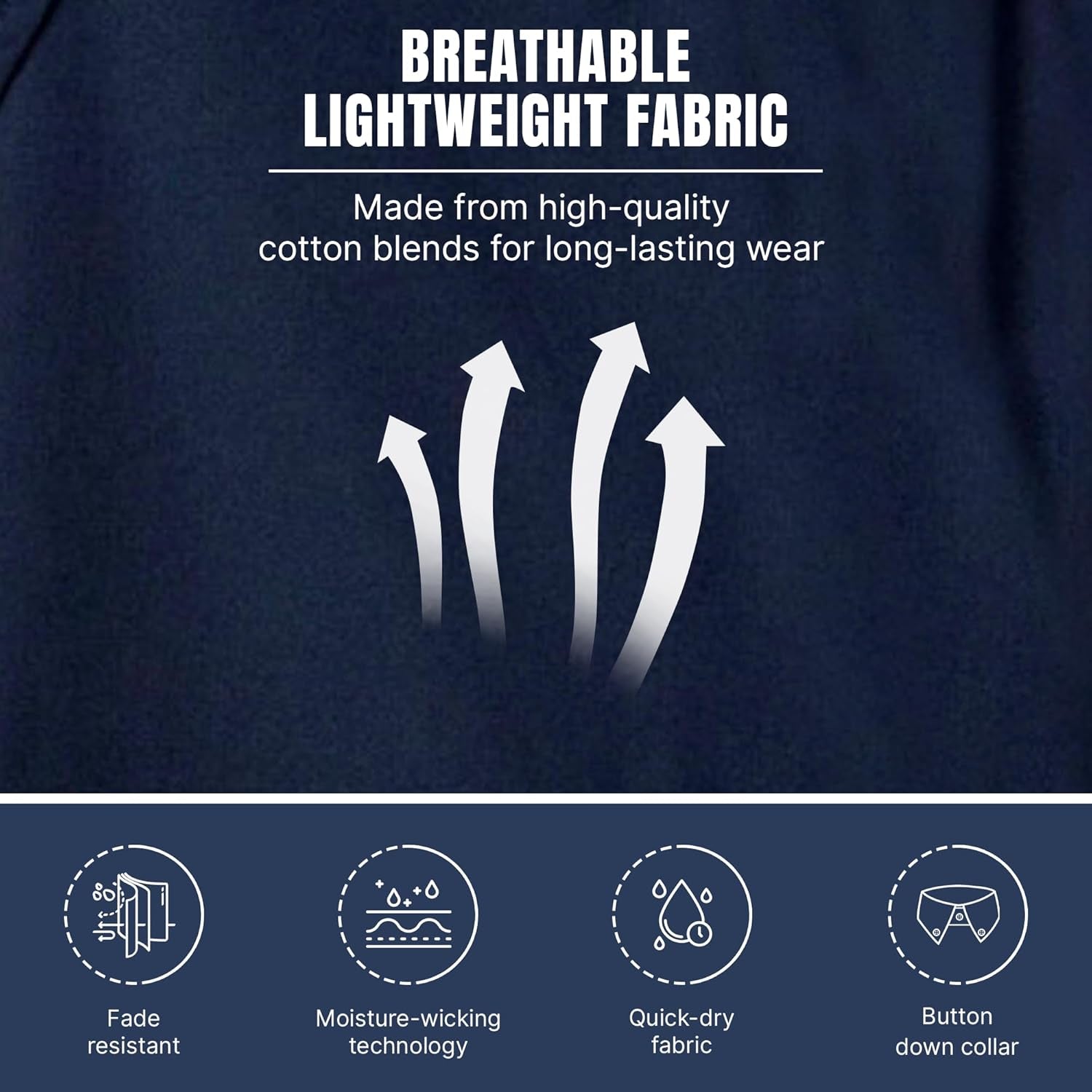 Regular Fit Long Sleeve Button down Collar Oxford Shirt for Men