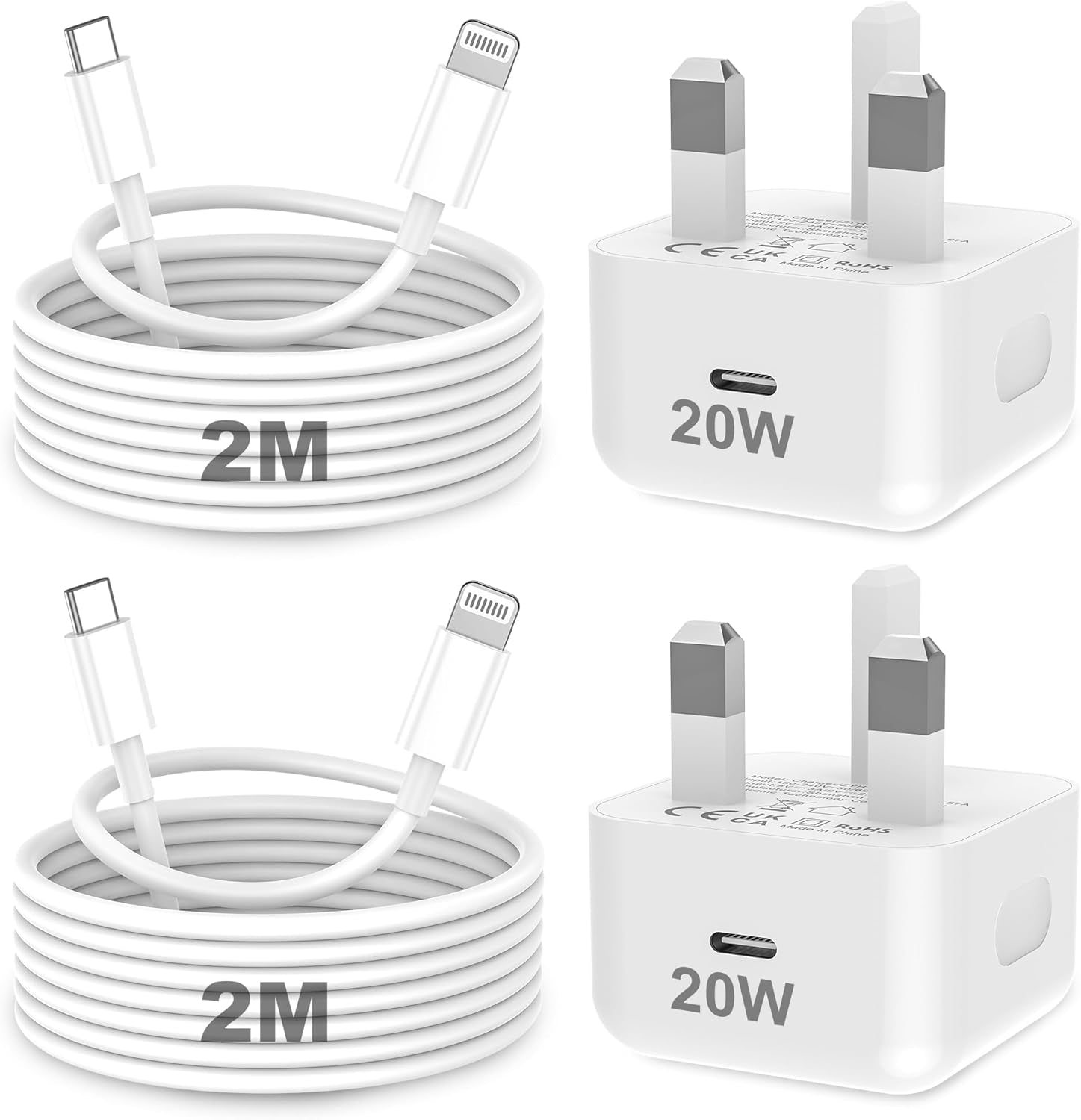 For Iphone Charger Fast Charge, 2Pack PD 20W Fast Apple Charger Cable 2M, Iphone Fast Charger Plug with USB C to Lightning Cable for Iphone 14 13 12 11 Pro Max XS XR X 8 7 6 Plus, Ipad and Ipod