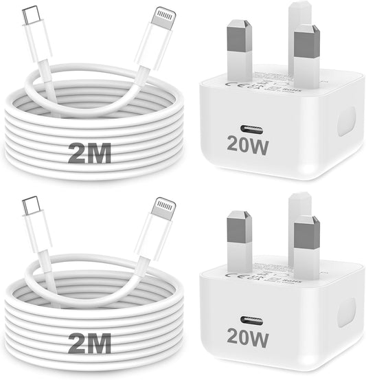 For Iphone Charger Fast Charge, 2Pack PD 20W Fast Apple Charger Cable 2M, Iphone Fast Charger Plug with USB C to Lightning Cable for Iphone 14 13 12 11 Pro Max XS XR X 8 7 6 Plus, Ipad and Ipod