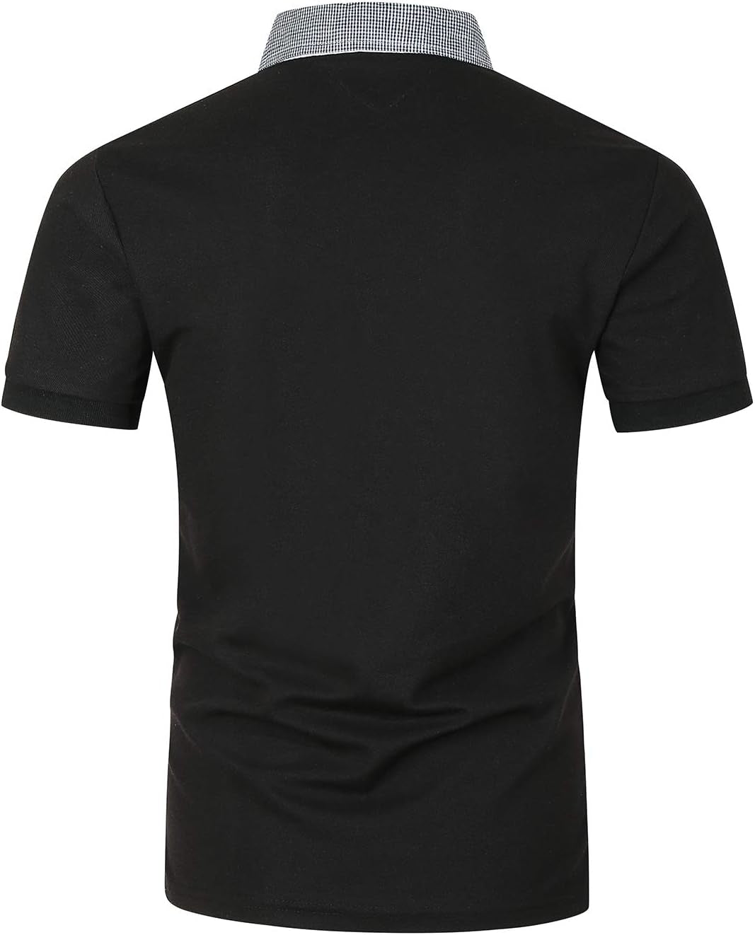 Men'S Short Sleeve Polo Shirts Classic Plaid Splice Golf Tennis T-Shirt