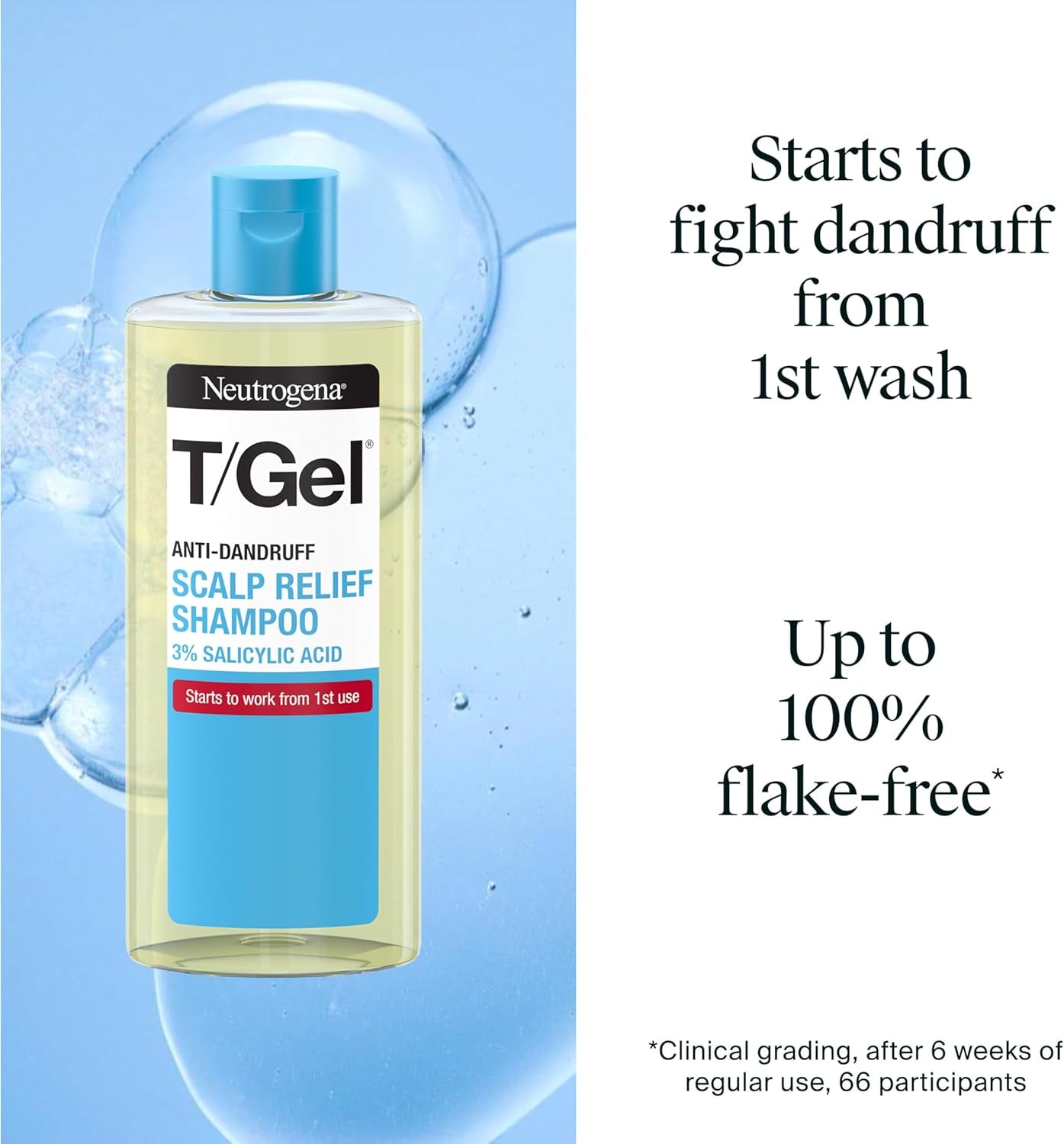 T/Gel Scalp Relief Anti-Dandruff Shampoo (250Ml) with 3% Salicylic Acid, Suitable for Those Prone to Scalp Psoriasis and Seborrhoeic Dermatitis,Packaging May Vary