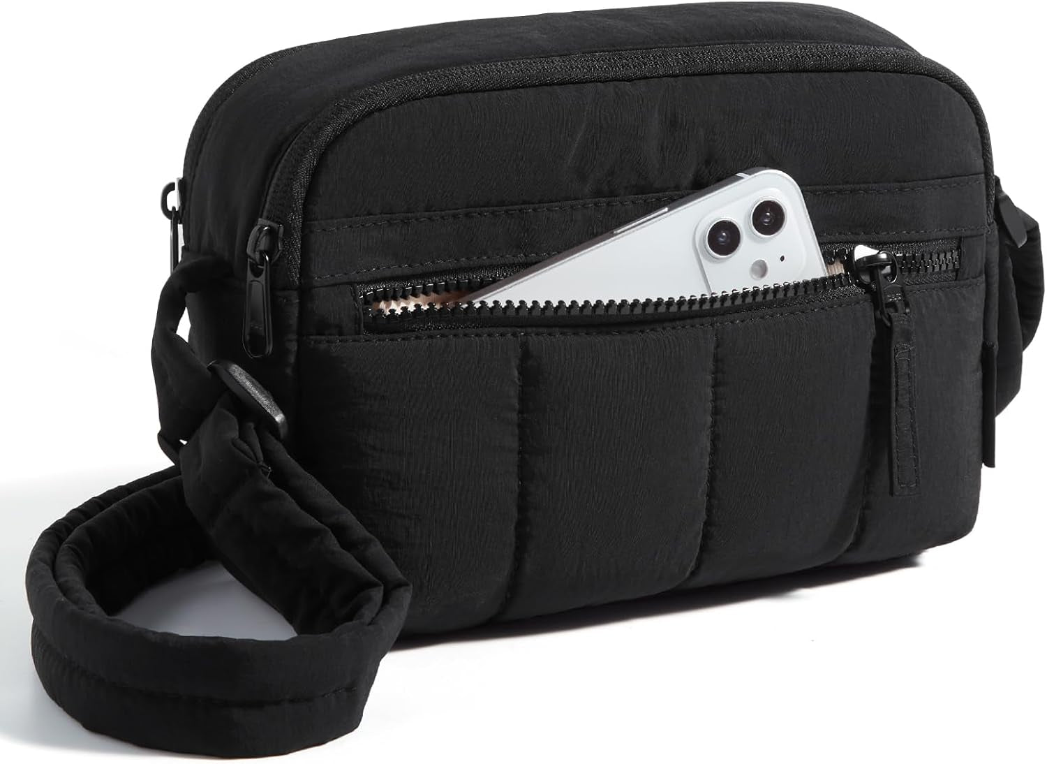 Crossbody Bag for Women Trave Crossbody Purse Puffy Quilted Shoulder Handbag with RFID Blocking Slots for Daily Use, Hiking, Shopping