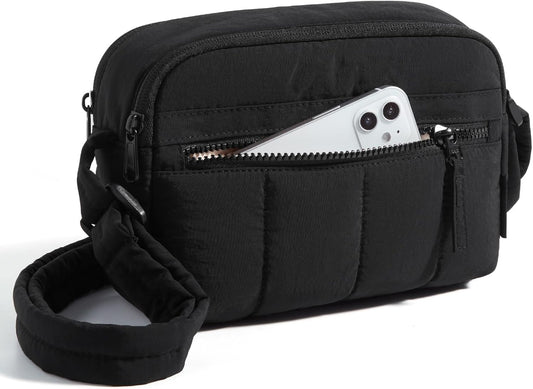 Crossbody Bag for Women Trave Crossbody Purse Puffy Quilted Shoulder Handbag with RFID Blocking Slots for Daily Use, Hiking, Shopping