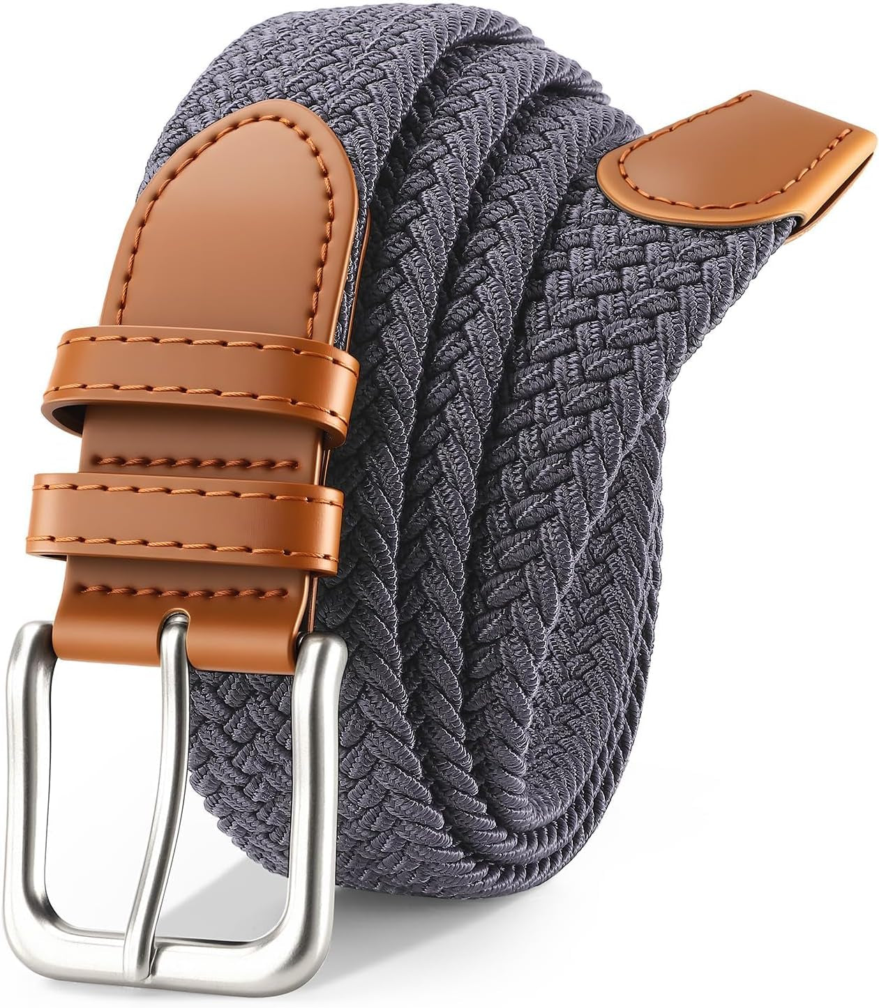 Mens Belt Elastic Belts for Men Stretch Braided Fabric Belts Casual Black Woven Golf Belt for Jeans
