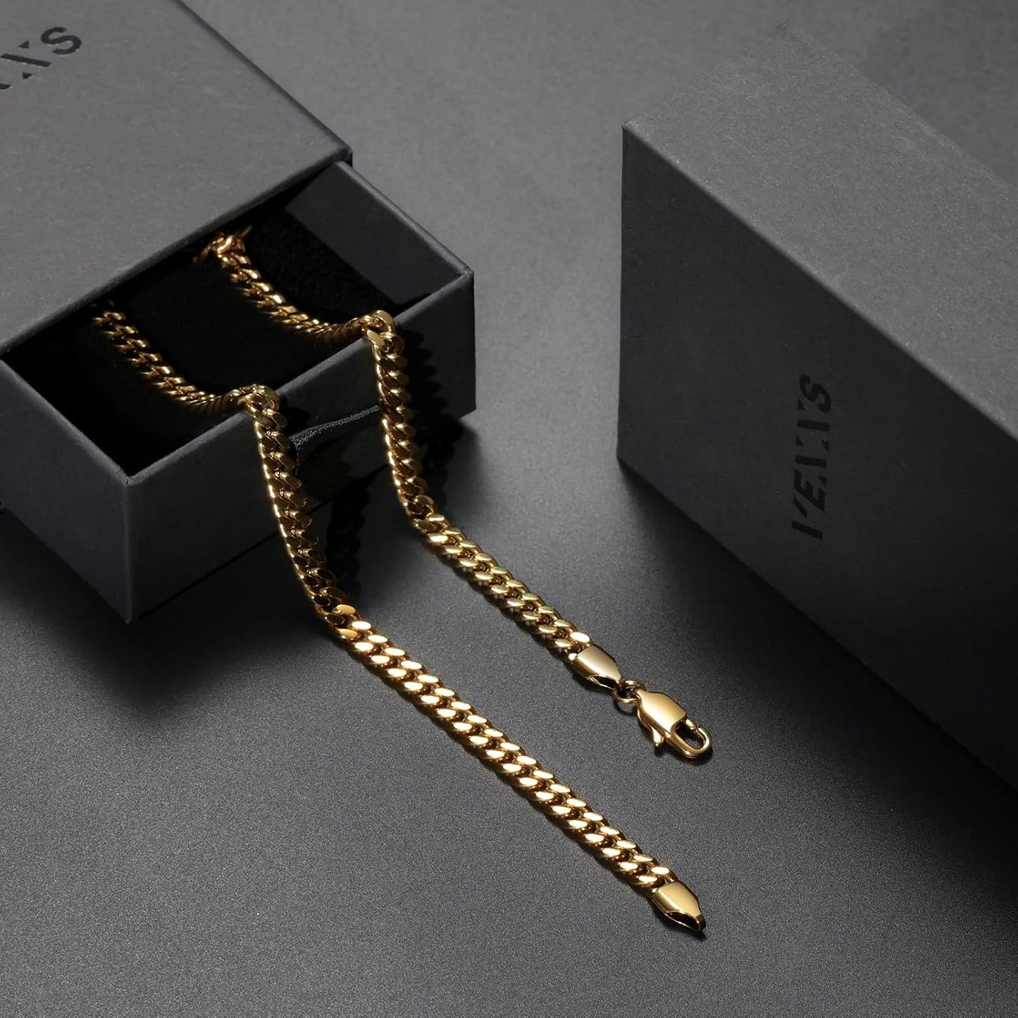 Men Gold Necklace, Mens Gold Chain,18K Real Gold Plated 4/5/6Mm Flat Cuban Link Chain, No Color Fading Men’S Necklace Chain,Jewelry Gift Men Women,Gift Box
