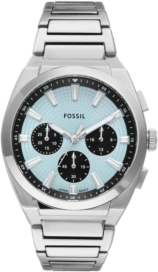 Fossil Everett Men'S 44MM Silver Stainless Steel Watch, FS6105
