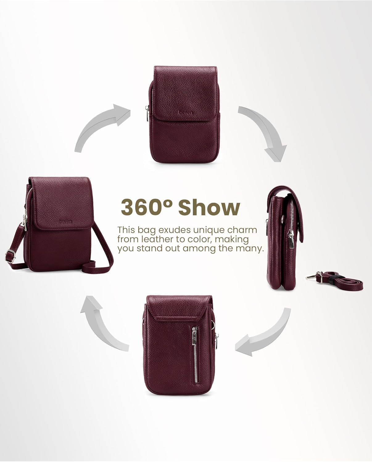 Genuine Leather Crossbody Bags for Women Small Phone Bag with RFID Blocking Multi-Functional Mobile Phone Bag with Adjustable Strap Christmas Gifts for Women