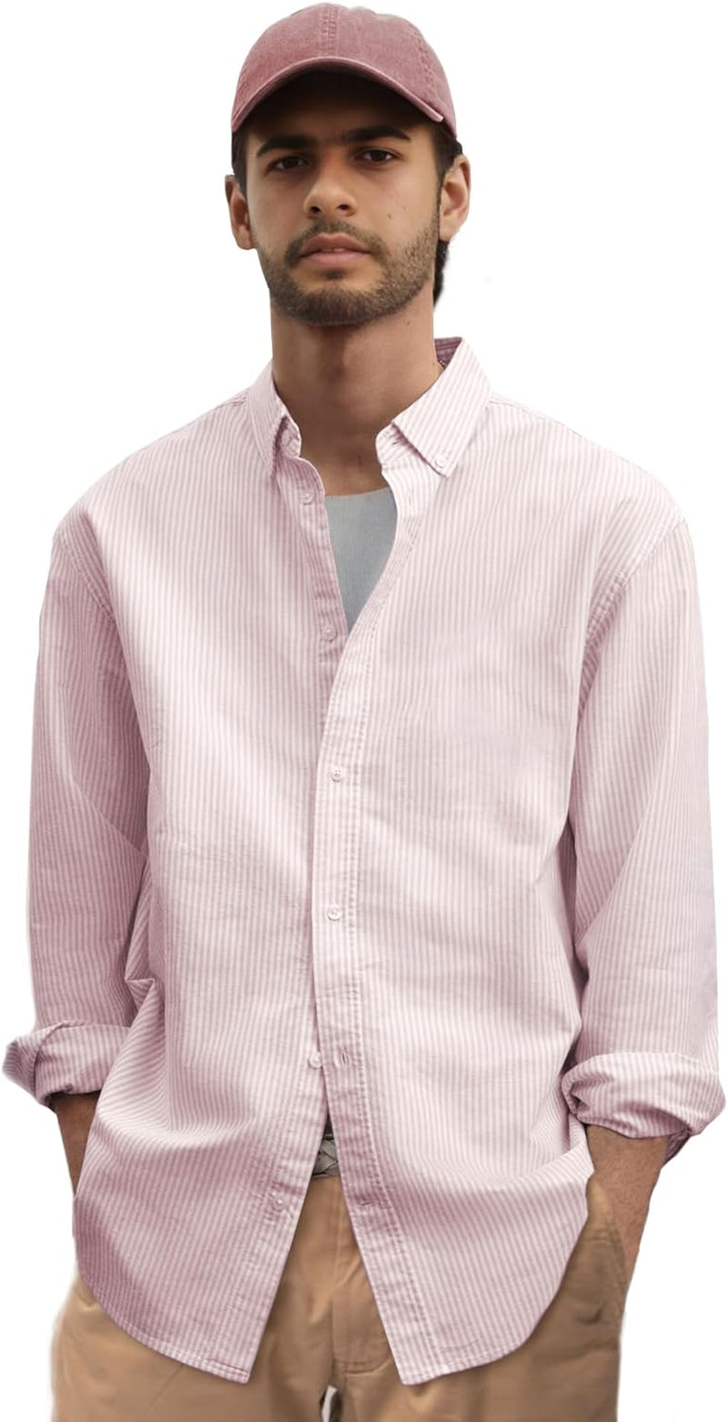 Regular Fit Long Sleeve Button down Collar Oxford Shirt for Men