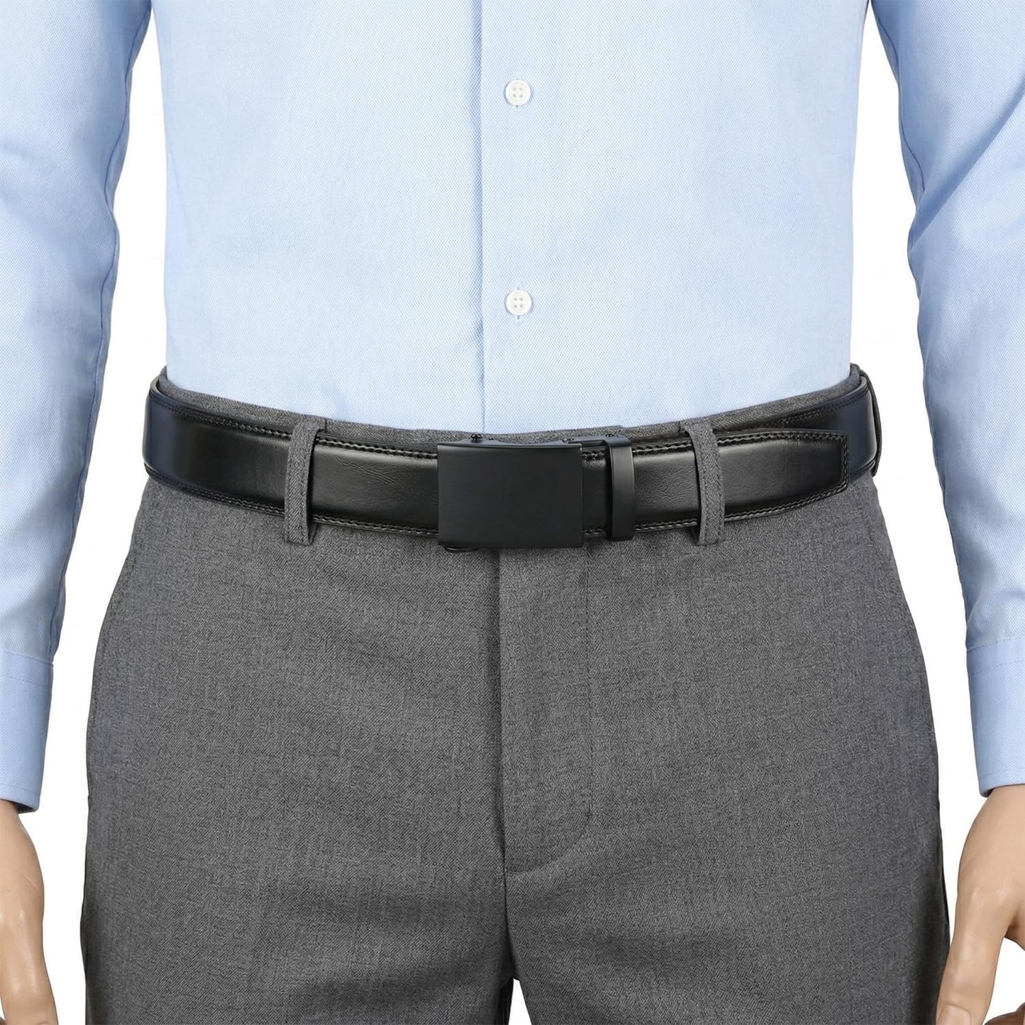 Men'S Belt, Slide Ratchet Belt for Men with Leather 1 3/8" Width 3.5Cm,Trim to Fit