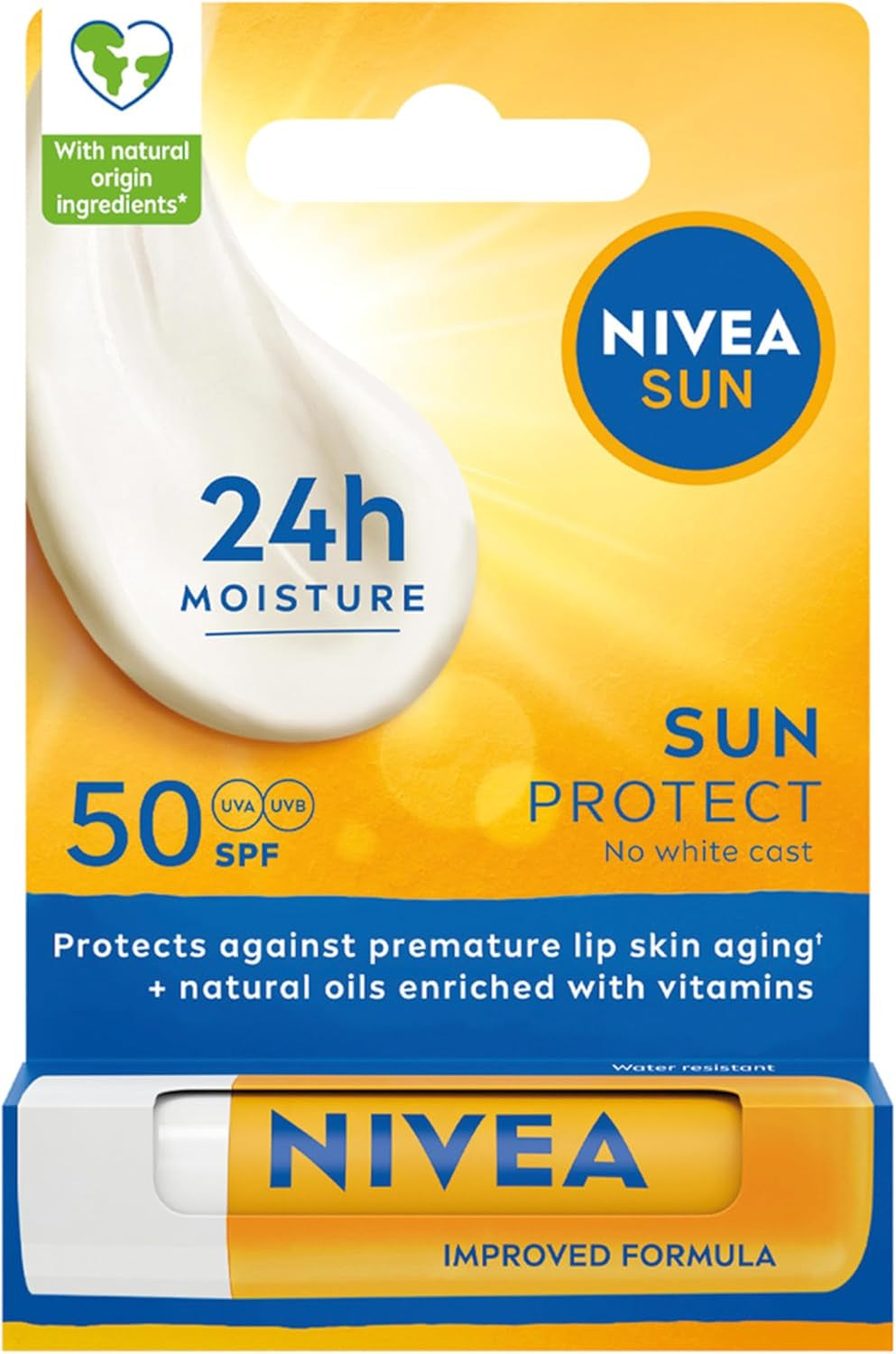 Protect Caring Lip Balm SPF50 (4.8G), Factor 50 Balm with Shea Butter, Protection against UVA/UVB Rays with 24H Moisture, Lip Care, No White Cast