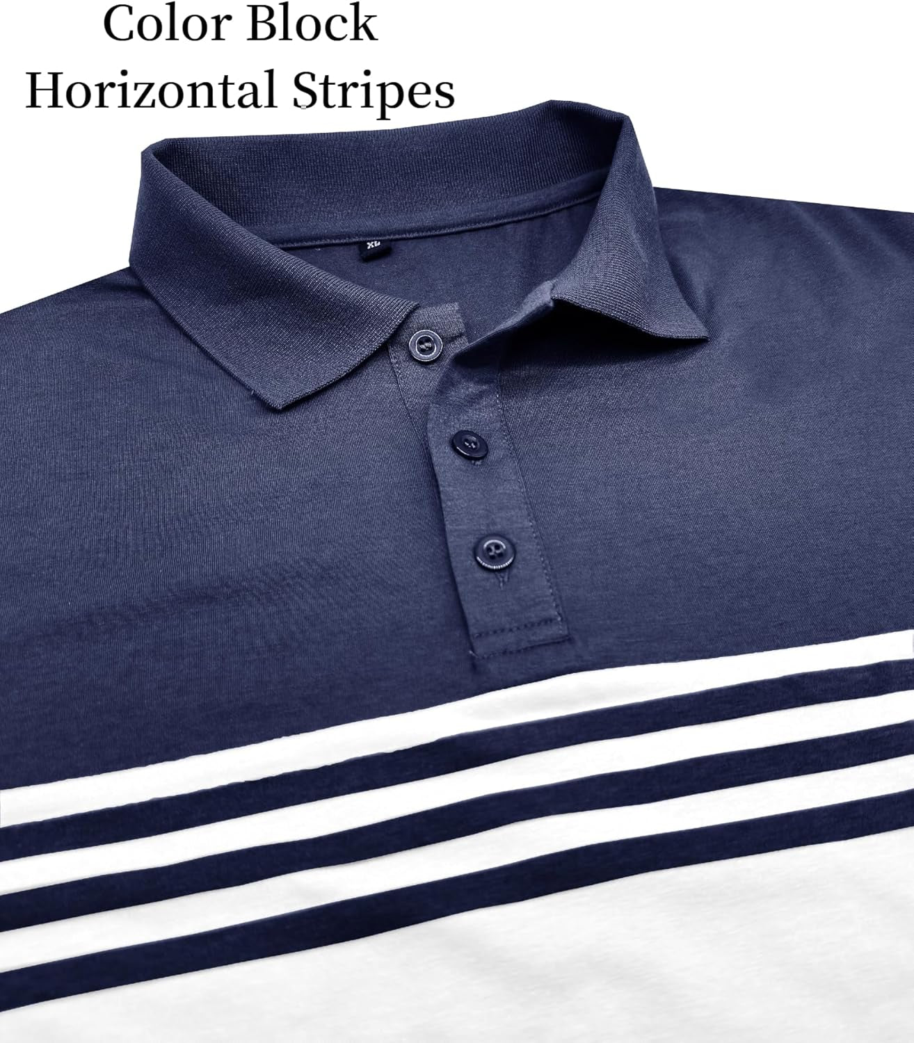 Men’S Polo Shirts Short Sleeve Color Block Horizontal Stripes Summer Regular Fit Buttons Collared Shirts Classic Casual Golf Work Lightweight Tee Tops