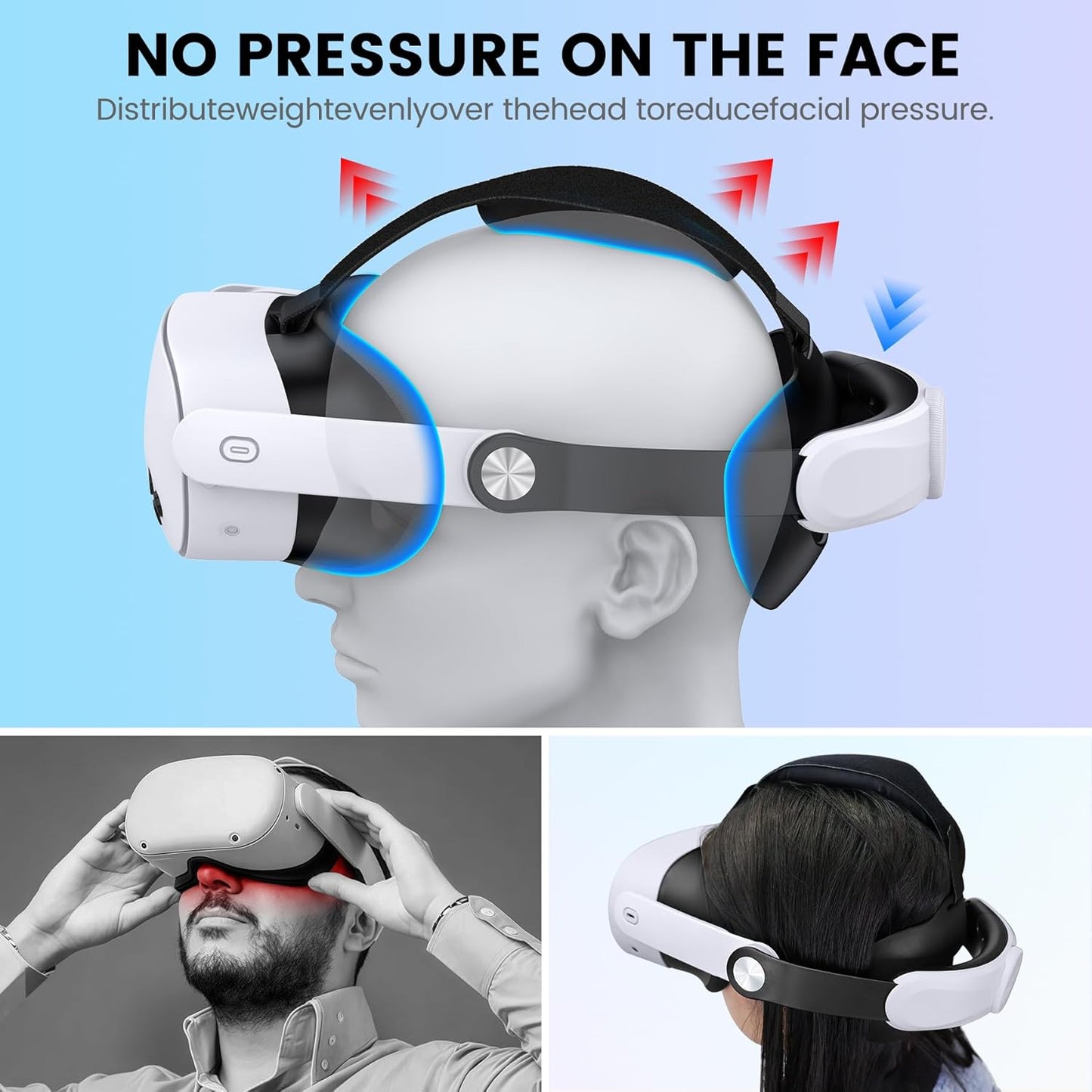 Quest 3S/Quest 3/Quest 2 Head Strap - Adjustable Comfort Head Strap for Elite VR Headset, Enhanced Support & Reduced Pressure