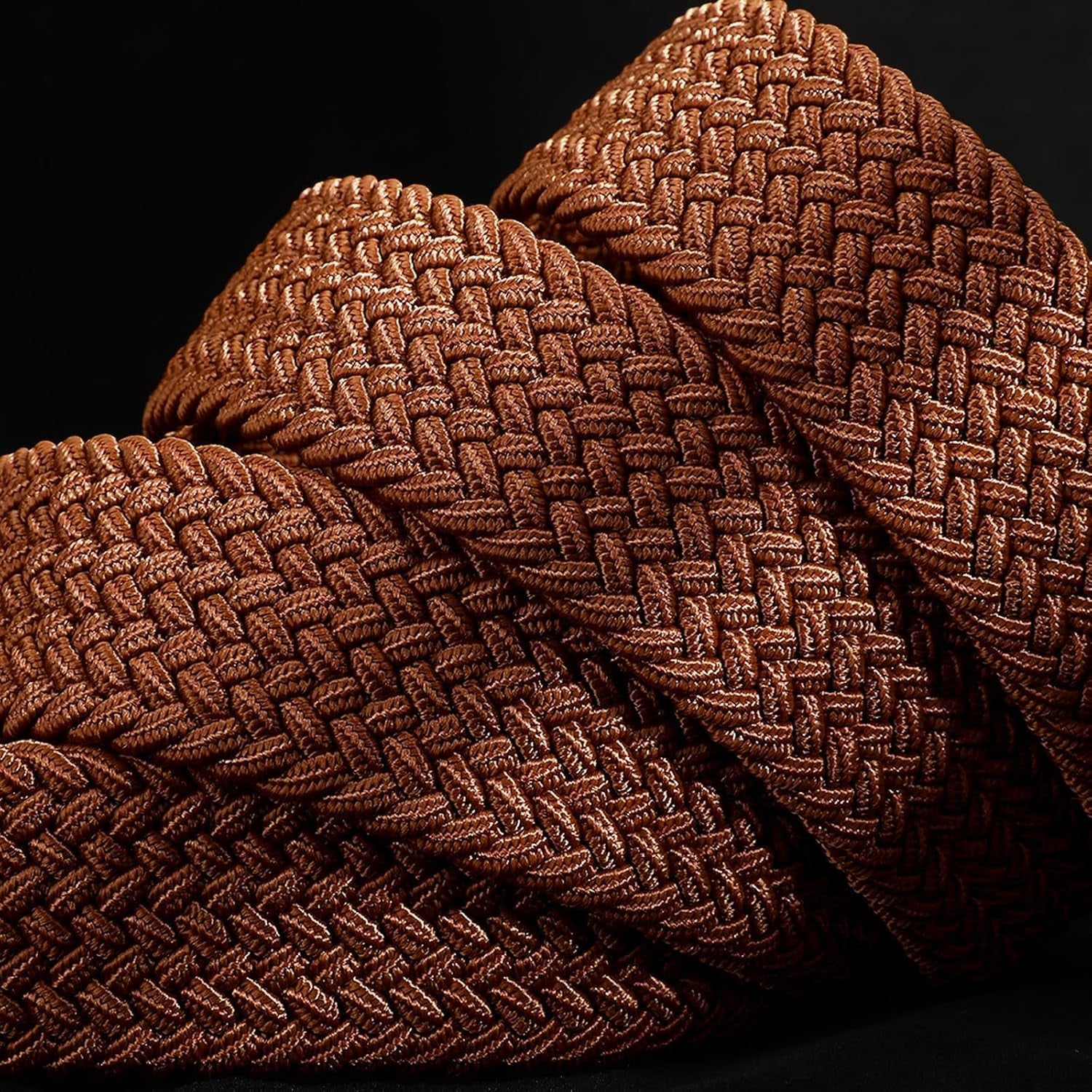 Mens Belt Elastic Belts for Men Stretch Braided Fabric Belts Casual Black Woven Golf Belt for Jeans