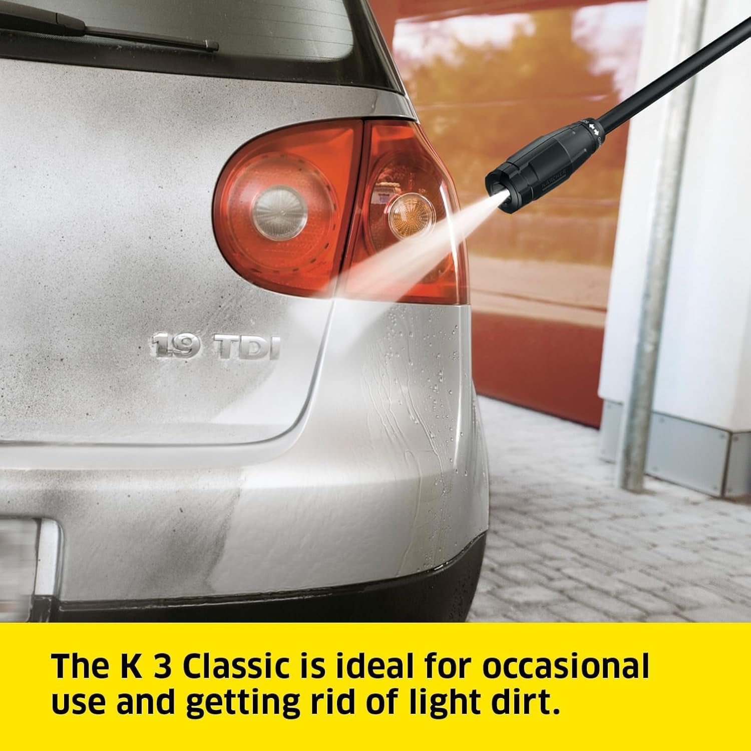 K 3 Classic Home Pressure Washer, Pressure: Max. 120 Bar, Flow Rate: 380 L/H, Area: 25 M²/H, Water Filter, Weight: 4.2 Kg, High-Pressure Hose and Gun, Dirt Blaster, Spray Lance, Home Kit