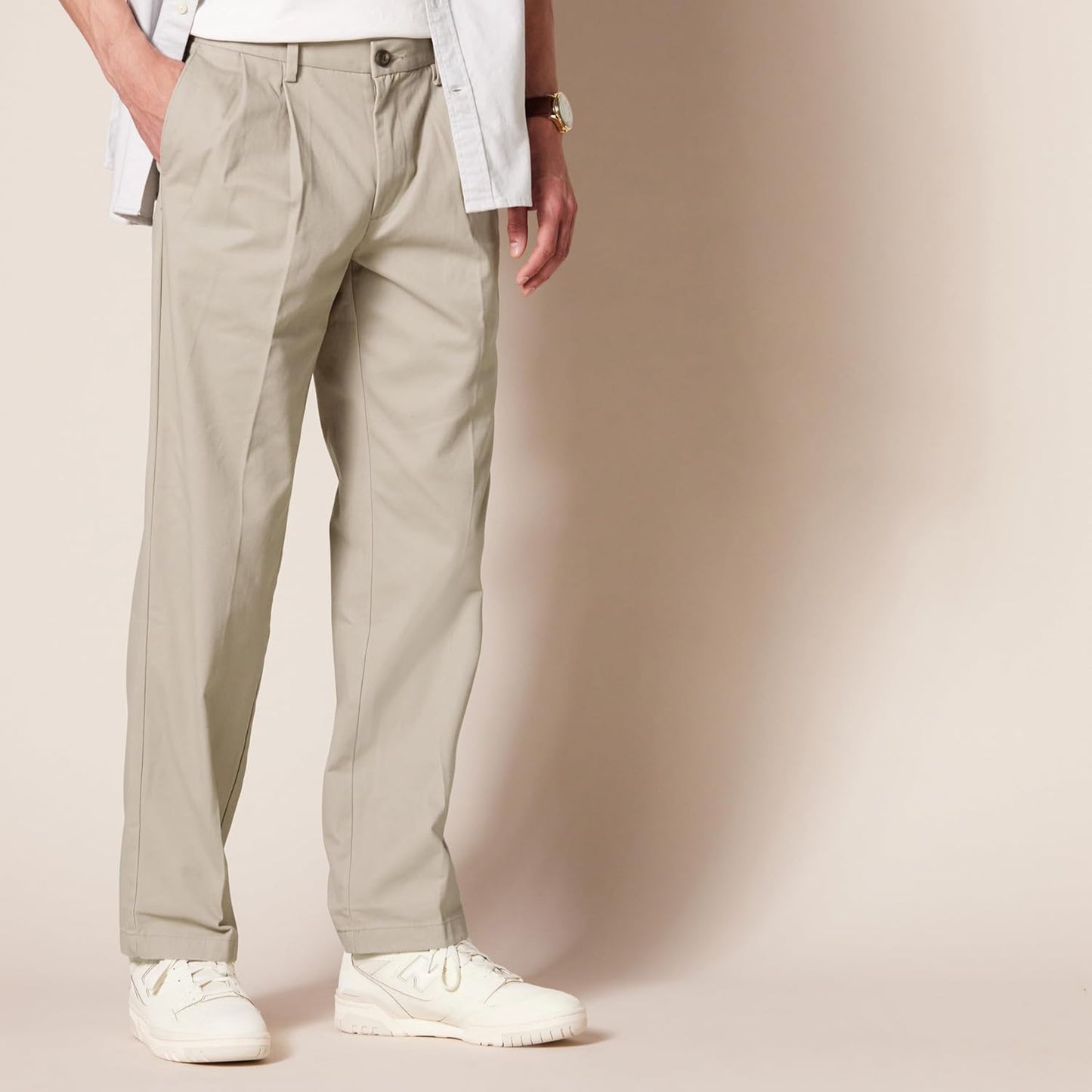Men'S Classic-Fit Wrinkle-Resistant Pleated Chino Trousers (Available in Big & Tall)