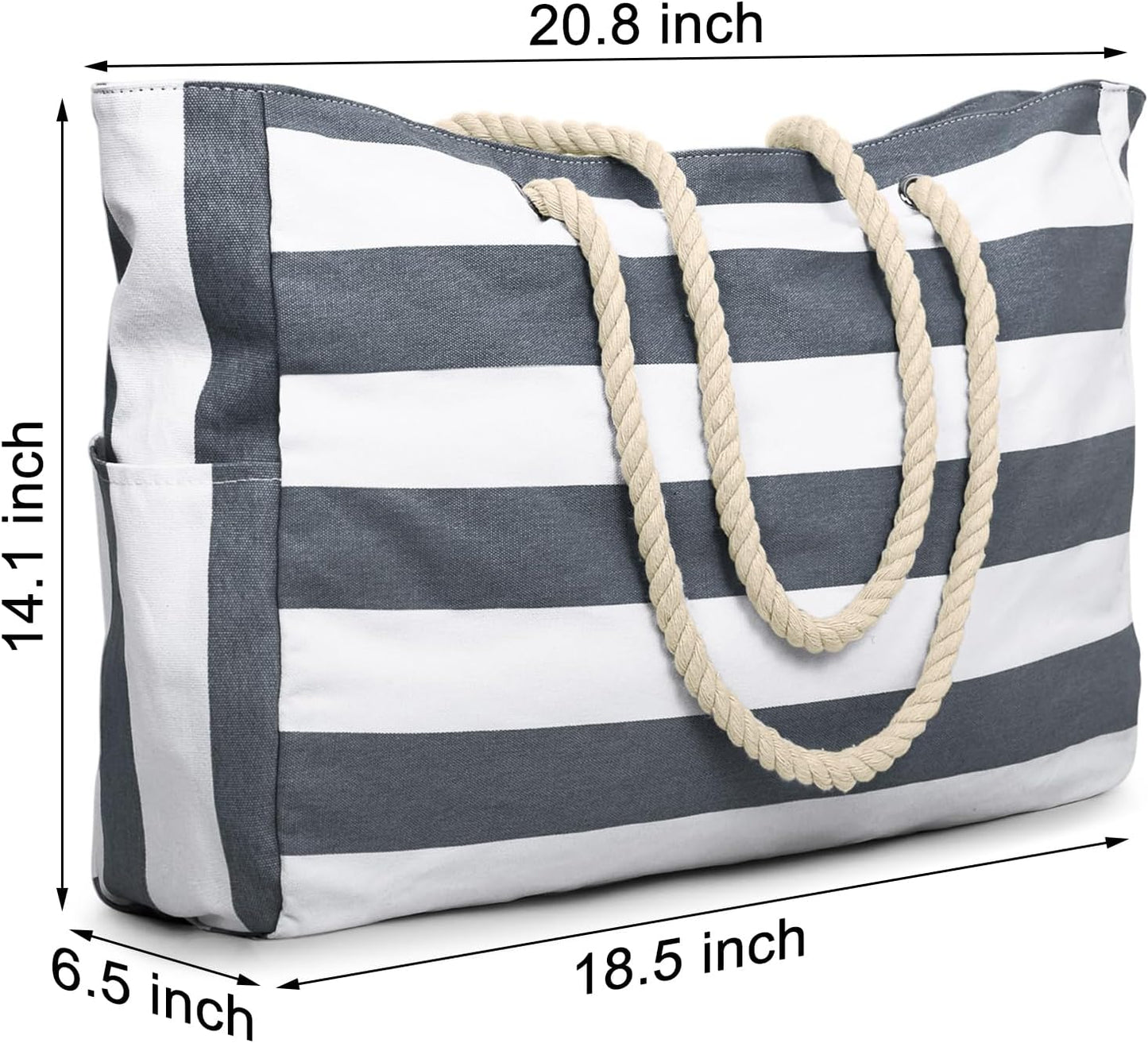 Beach Bag Large Waterproof Beach Tote Bags with Zip and Rope Handle Summer Holiday Essentials Shoulder Handbags for Travel Shopping Pool Gym Picnic