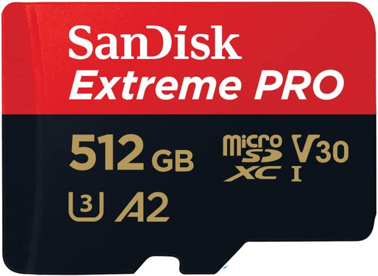 512GB Extreme PRO Microsdxc Card + Rescuepro Deluxe, up to 200 Mb/S, with A2 App Performance, for Smartphones, Action Cameras or Drones UHS-I Class 10 U3 V30, Black