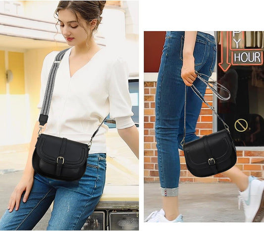 Crossbody Bag for Women Small Satchel and Shoulder Bag Vintage Saddle Handbags Vegan Leather