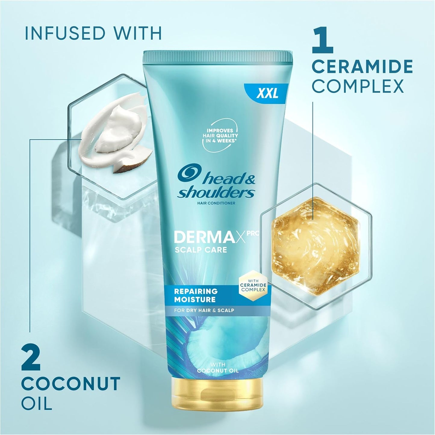 Dermaxpro Repairing Moisture anti Dandruff Shampoo 500Ml +  Dermaxpro Repairing Moisture Lightweight Conditioner 350 Ml