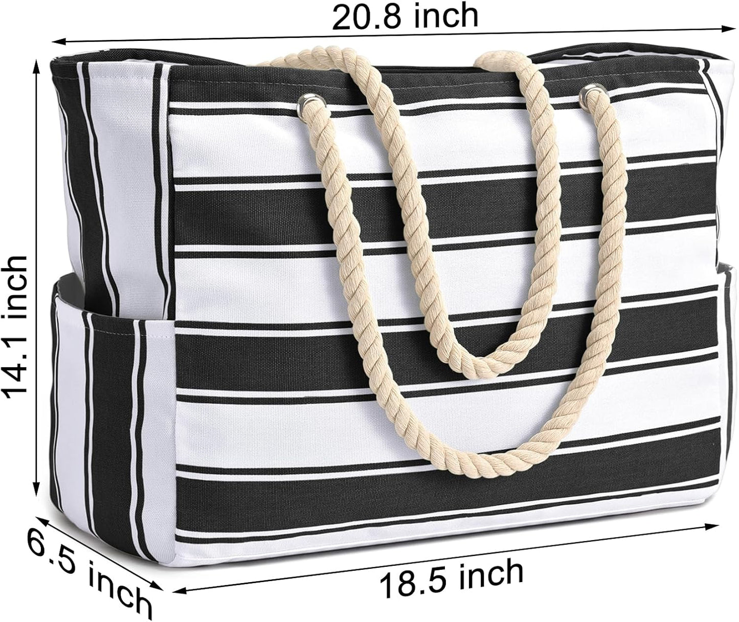 Beach Bag Large Waterproof Beach Tote Bags with Zip and Rope Handle Summer Holiday Essentials Shoulder Handbags for Travel Shopping Pool Gym Picnic