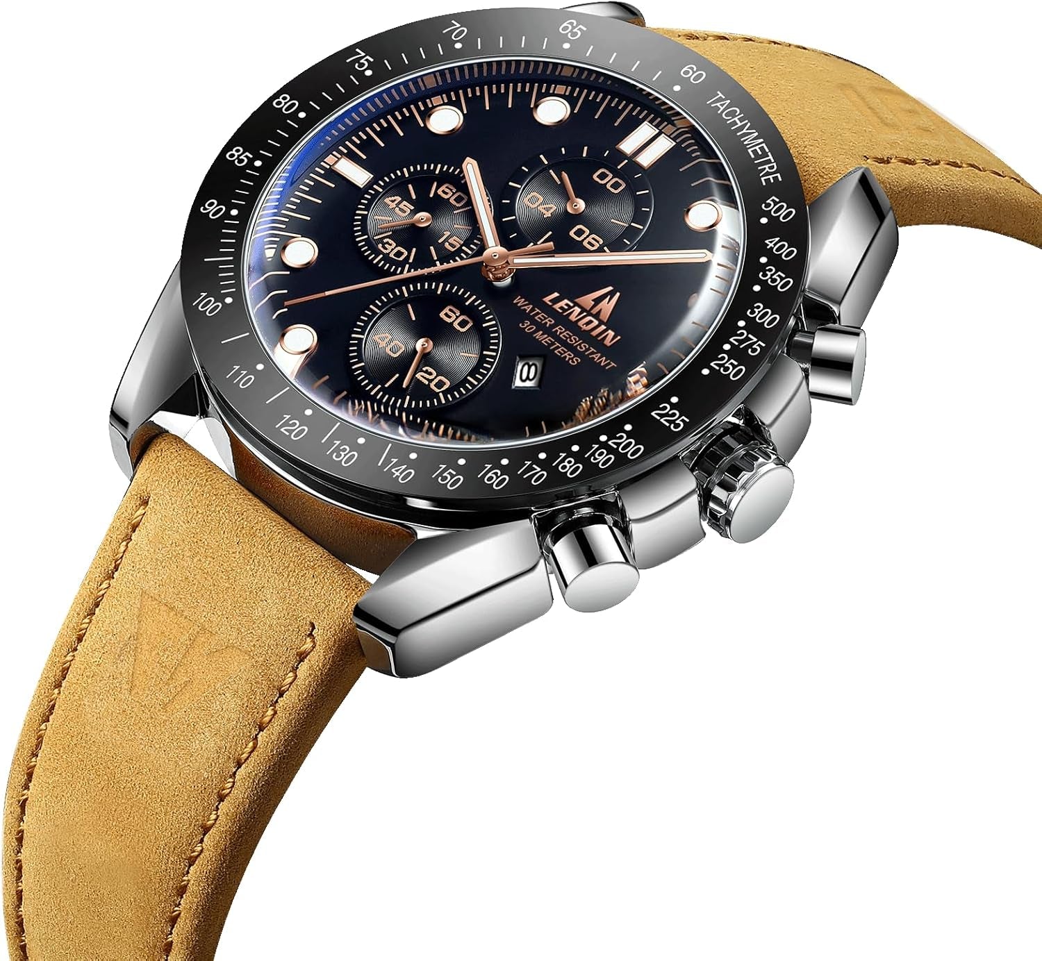 Mens Watches Analog Quartz Watches for Men 30M Waterproof Men'S Wrist Watch with Date Leather Band No Chronograph