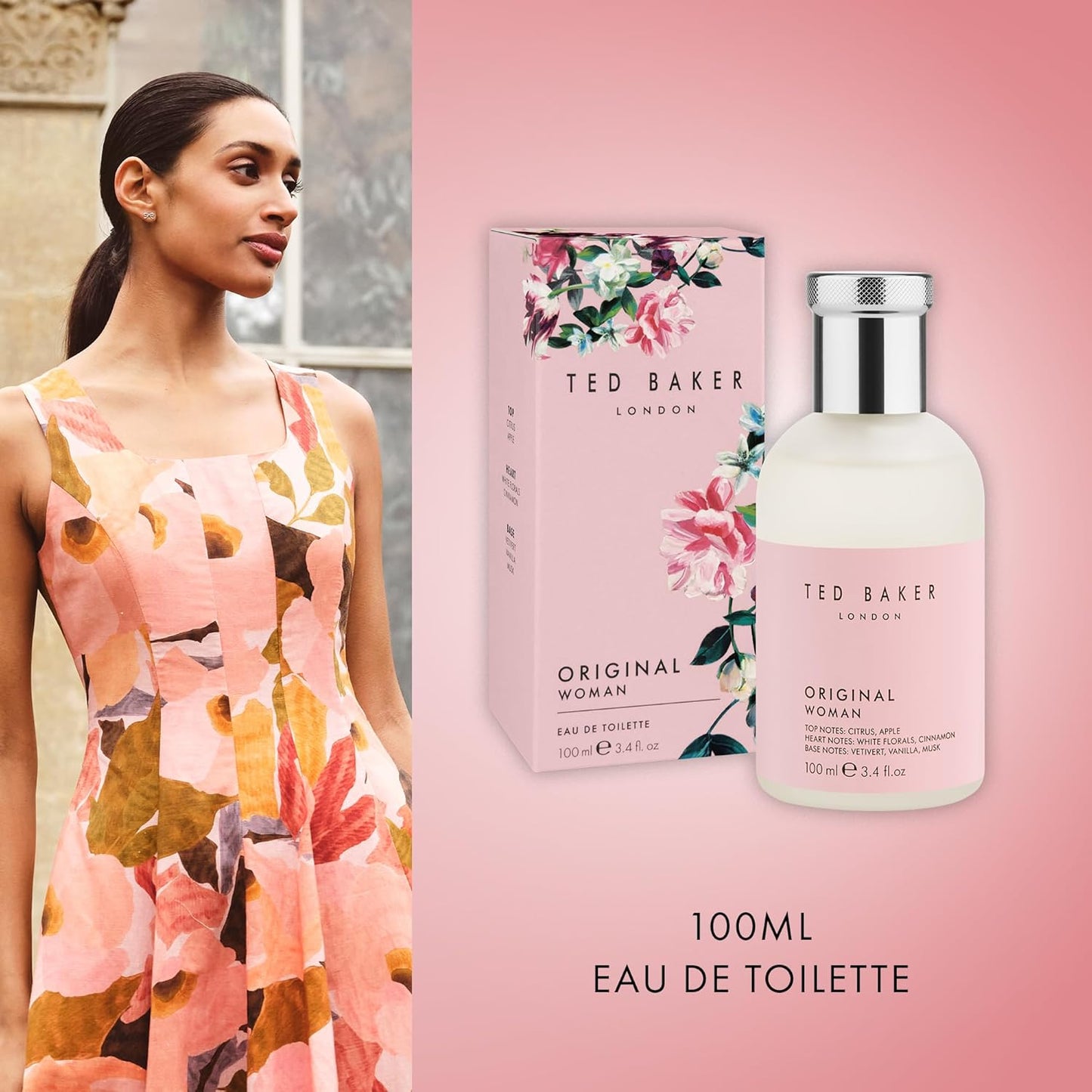 Woman Pink Eau De Toilette Floral Green & Fruity Perfume for Women with Peach, Bergamot, Apple, Tangerine Musk & Vanilla,Gift Idea, 3.38 Fl Oz / 100Ml