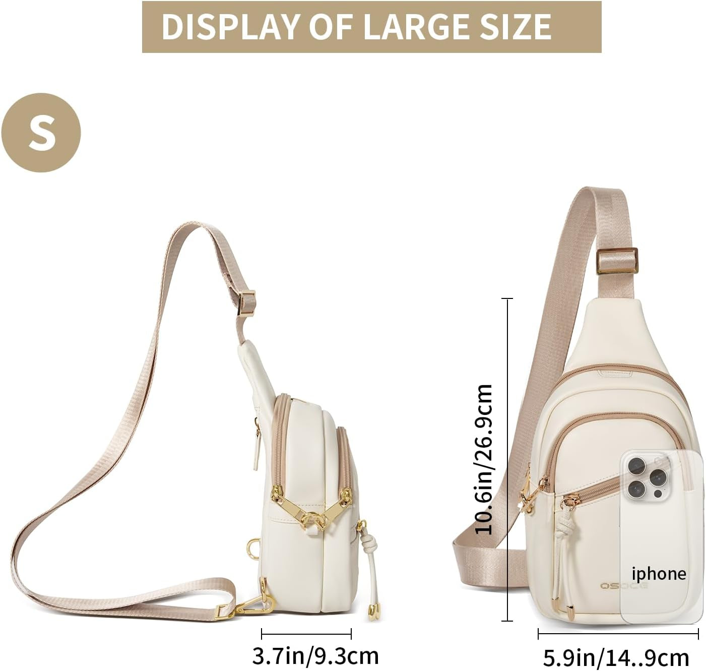 Crossbody Bag with Anti-Theft Crossbody Bag Women Rfld Pocket, Small Shoulder Bag with Anti-Theft Zipper Clips, Adjustable Strap, Perfect for Shopping and Travel（White）