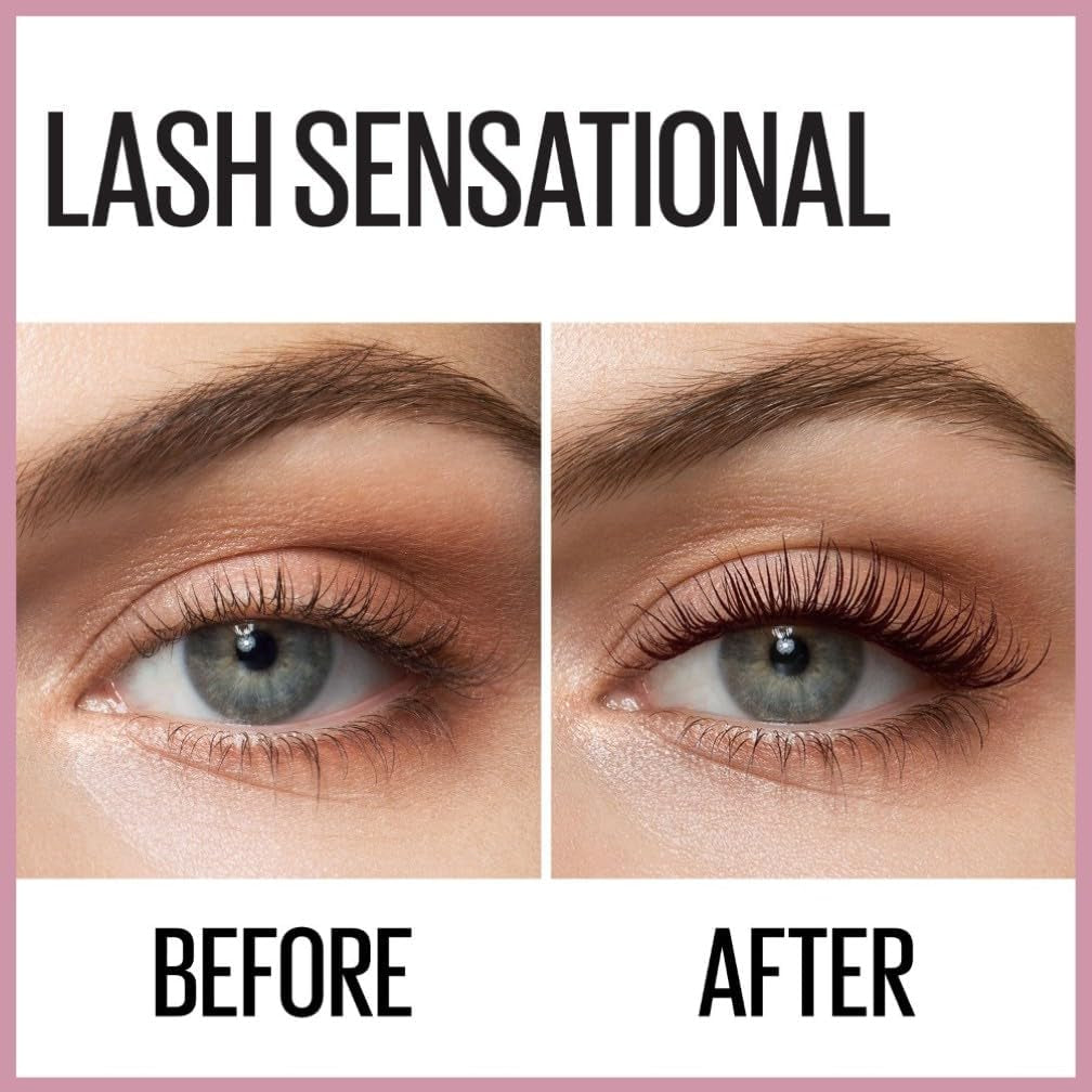 New York Lash Sensational Volumizing and Thickening Waterproof Mascara, Layer-Reveal Brush Captures Tiniest Lashes, Volumizes & Defines for Multiplied Effect, Black